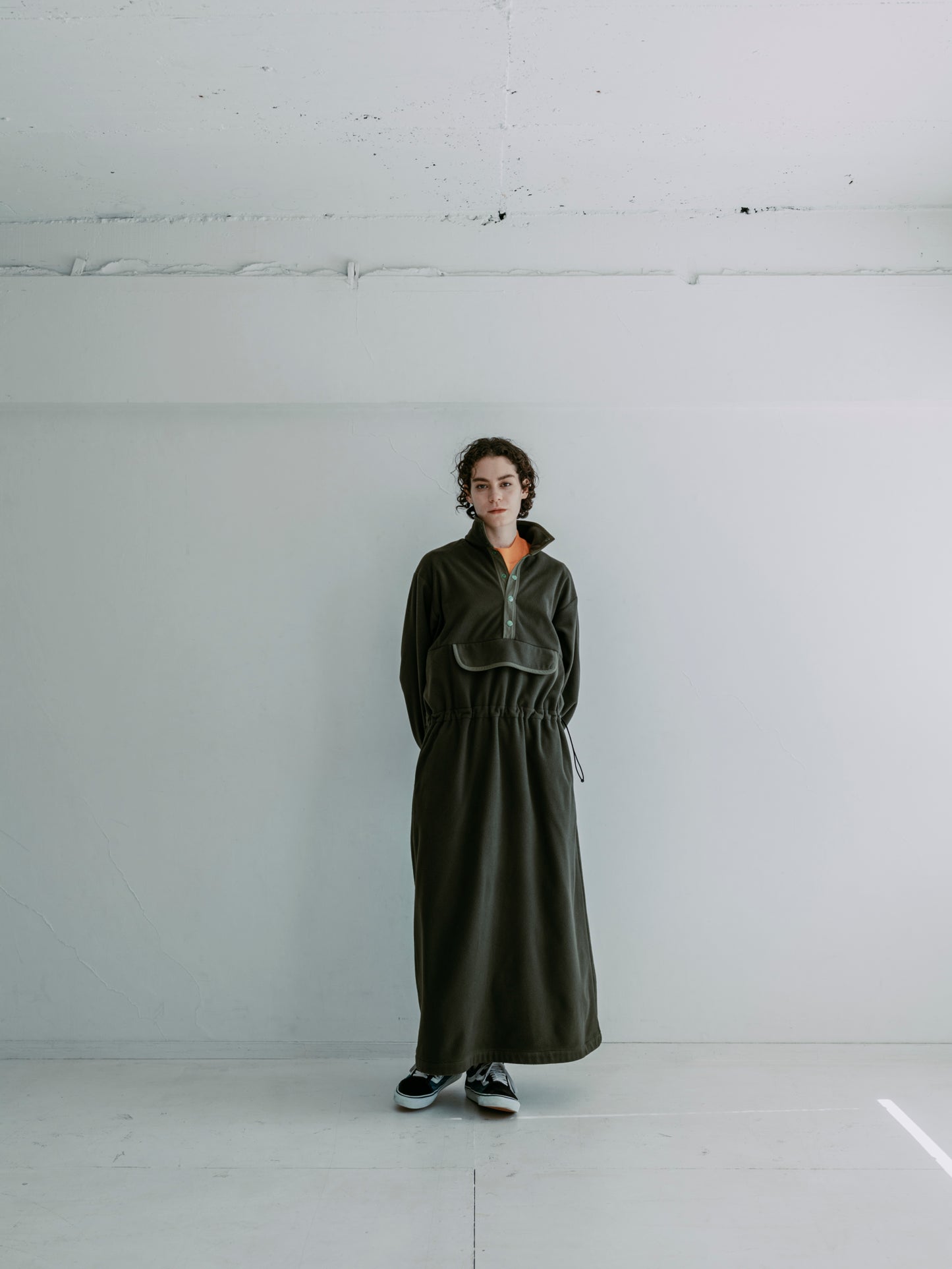 FLLECE SNAP LONG DRESS