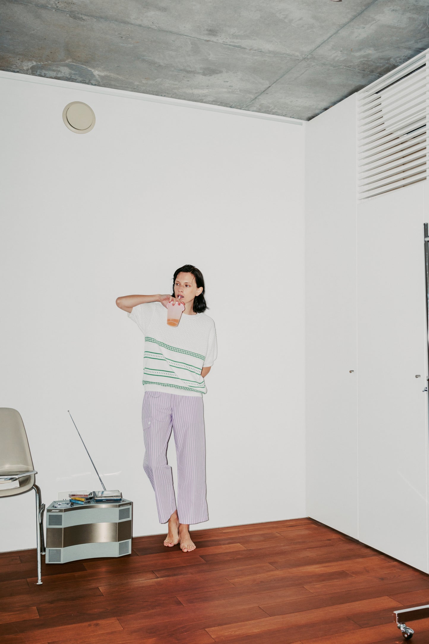PATTERNED COTTON KNIT TEE