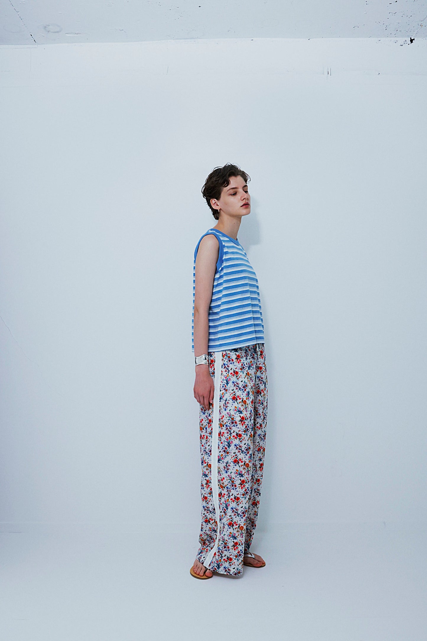 SIDE LINE WIDE PANTS (FLOWER)