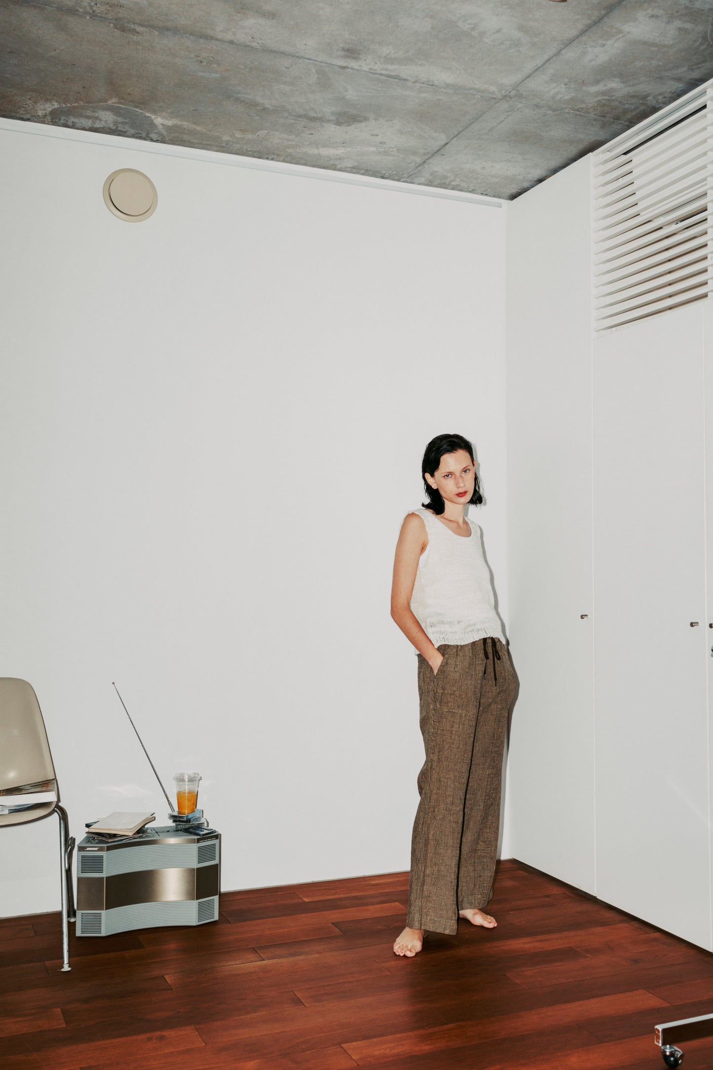 GLENCHECK LINEN PANTS