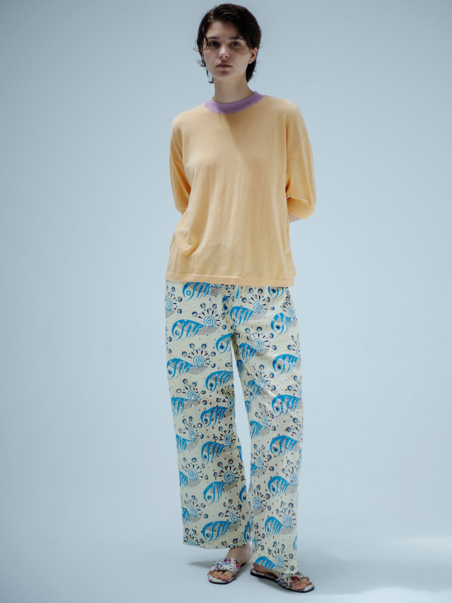 TWO-TONE COTTON KNIT TEE