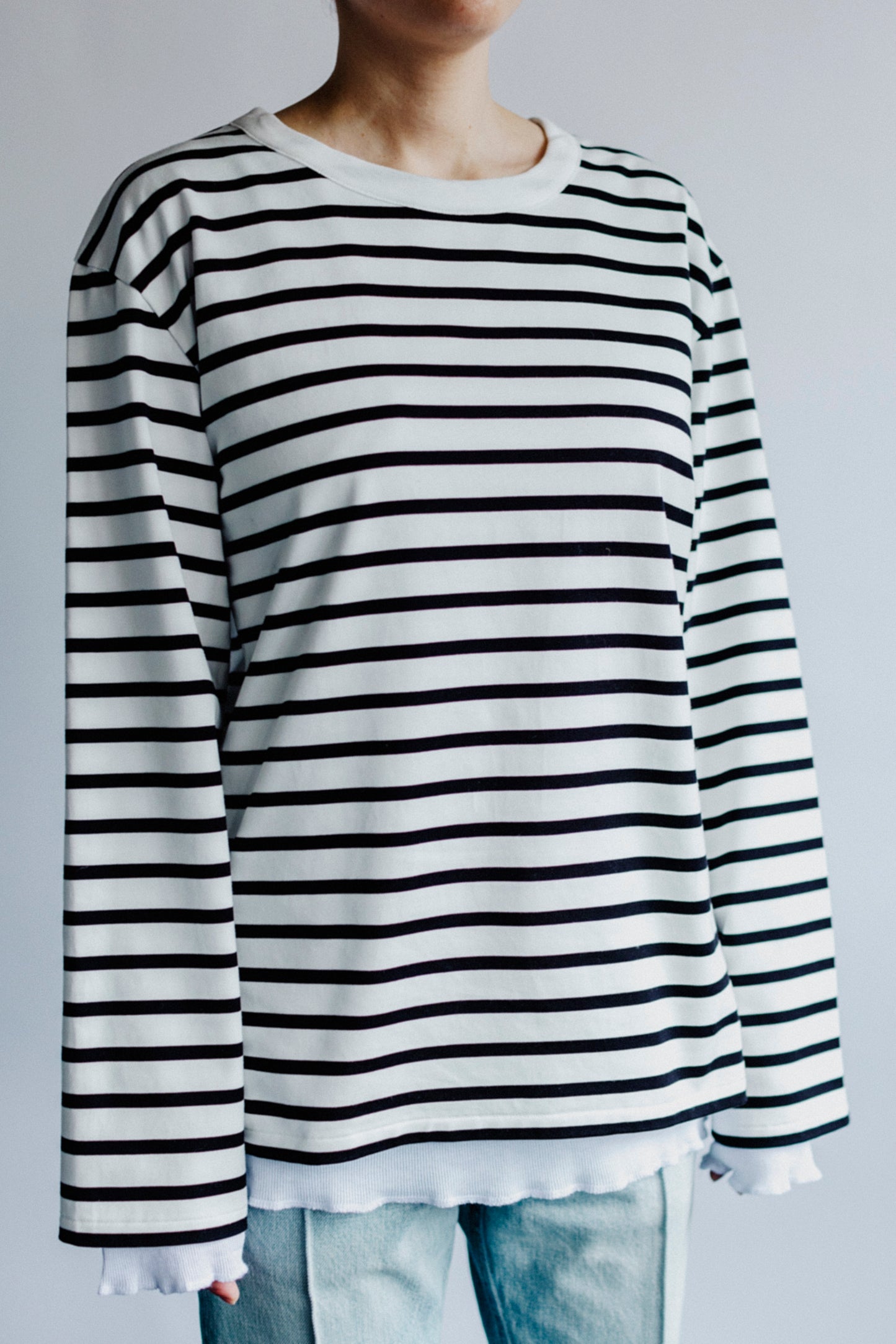 BORDER DOUBLE LONG SLEEVE TEE