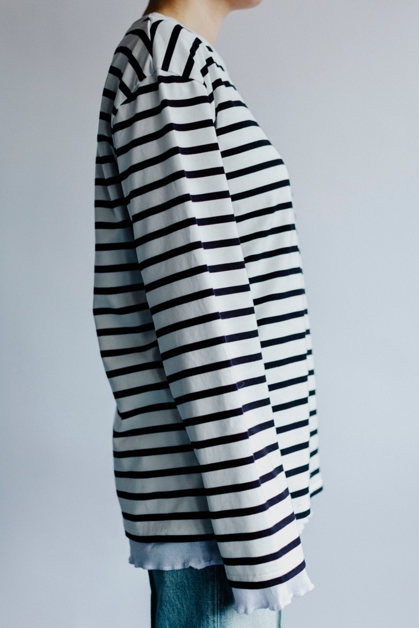 BORDER DOUBLE LONG SLEEVE TEE