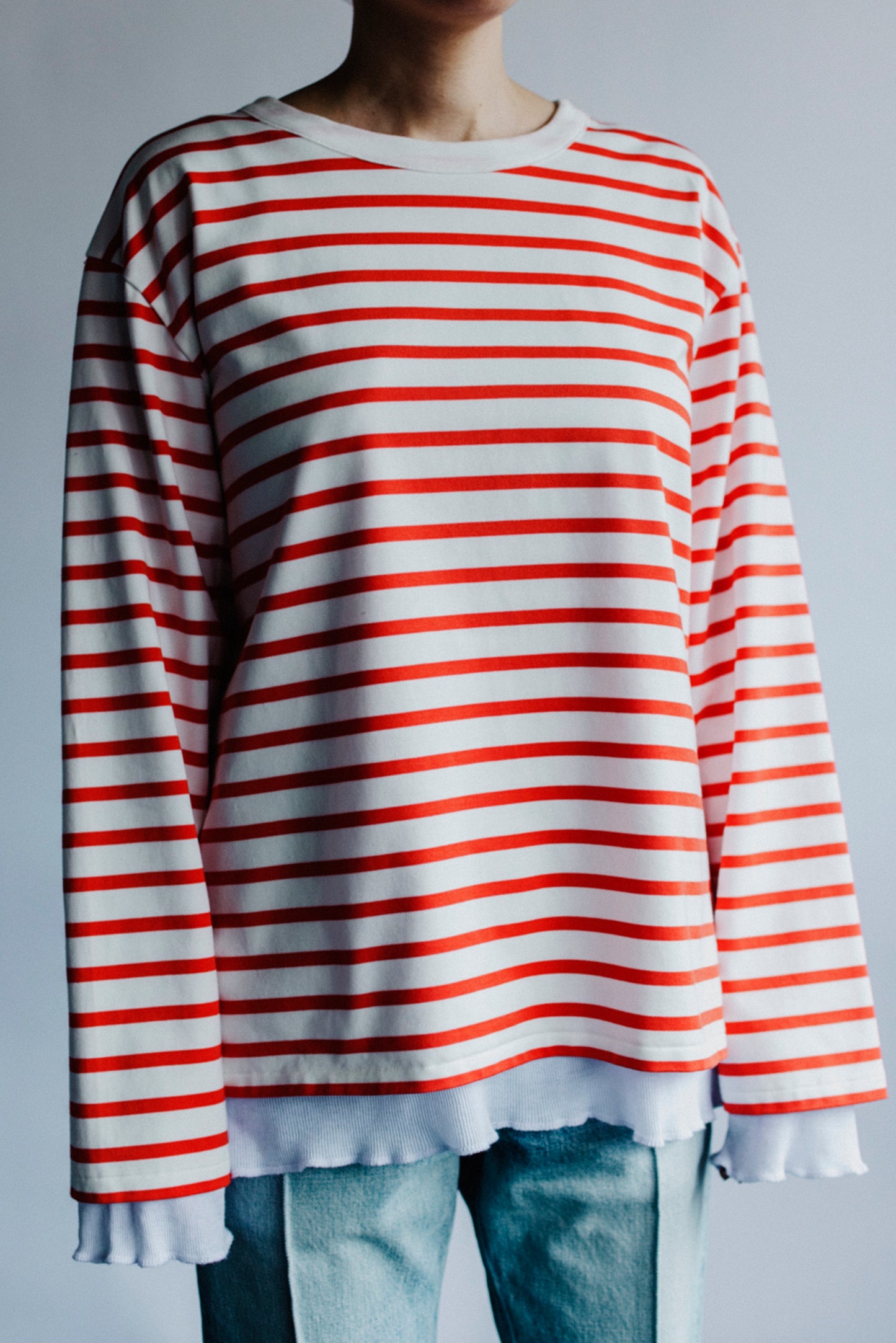 BORDER DOUBLE LONG SLEEVE TEE