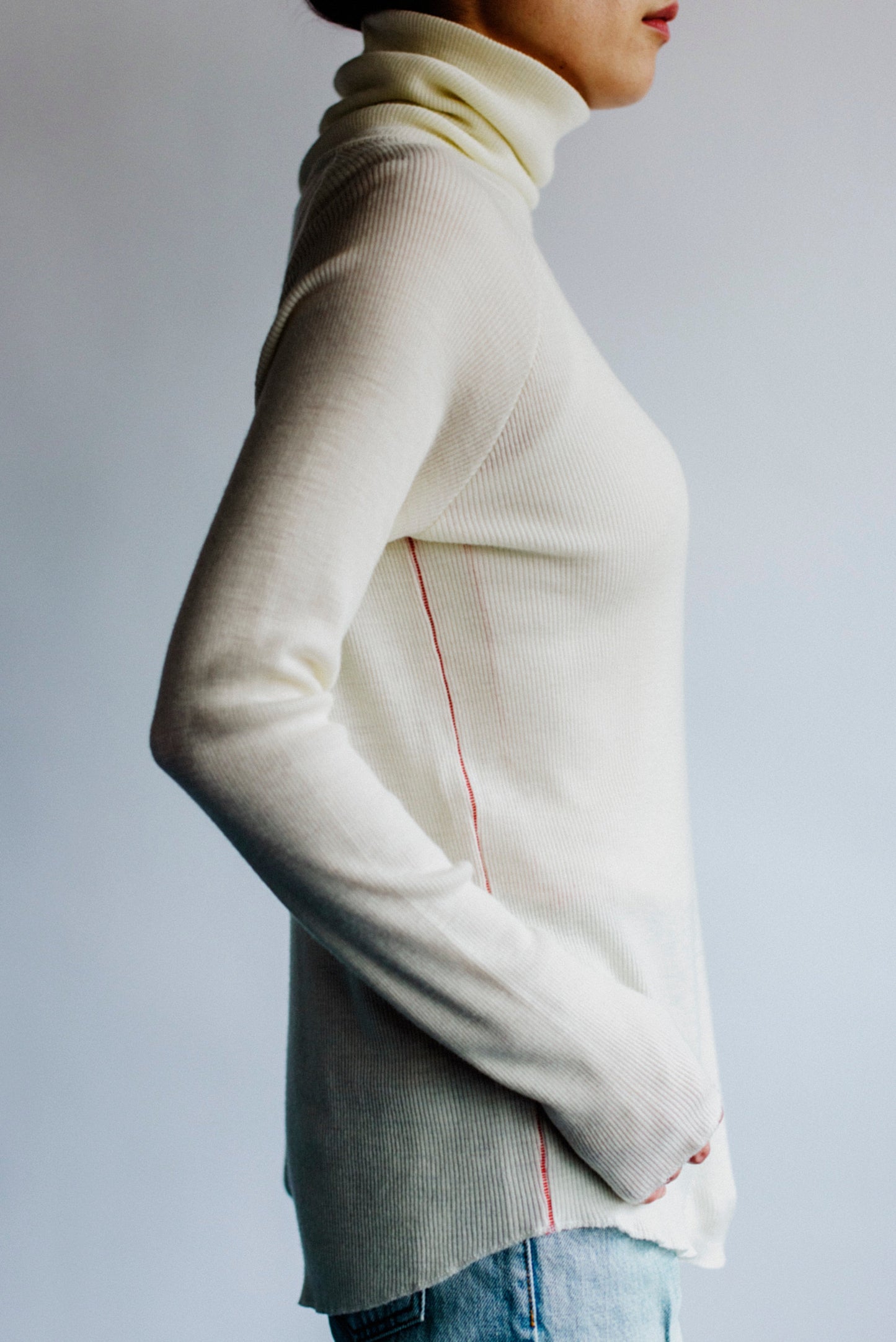 WASHABLE WOOL RIB TURTLE NECK PULLOVER