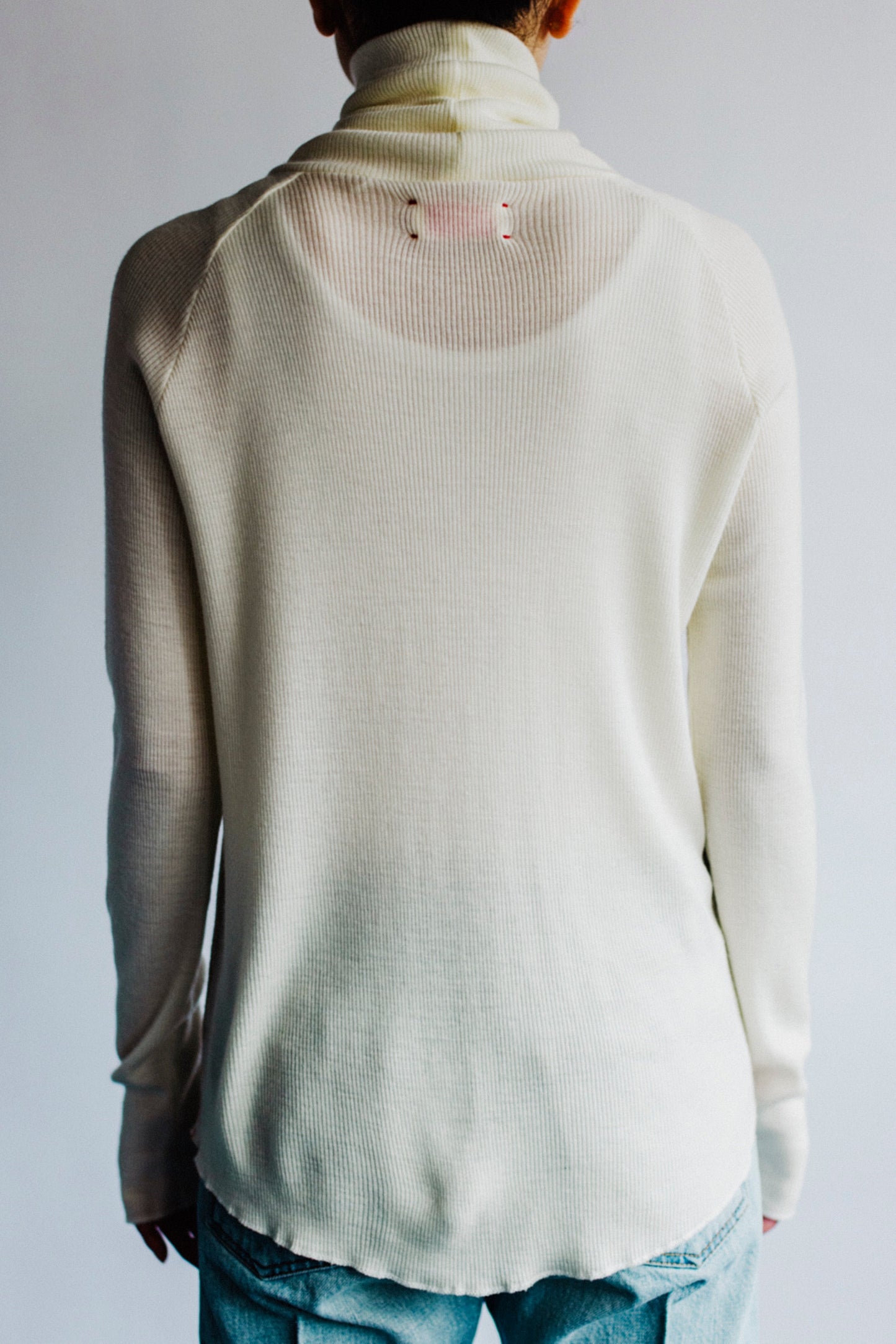 WASHABLE WOOL RIB TURTLE NECK PULLOVER