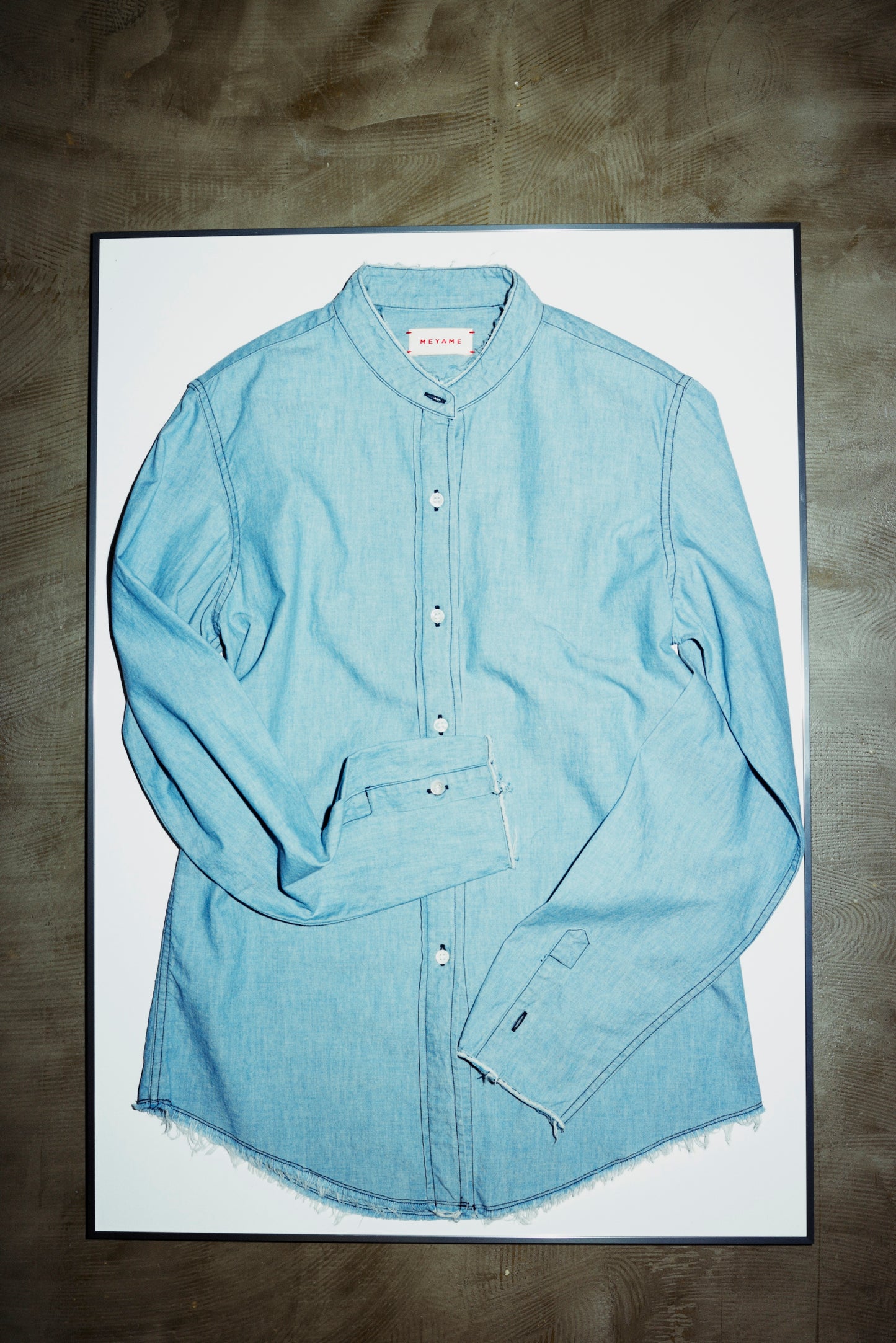 STAND COLLAR DENIM SHIRT