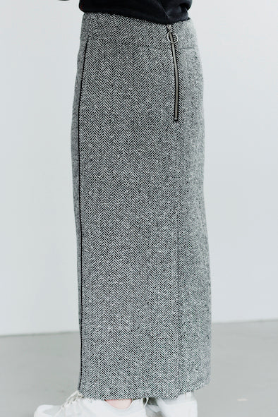HERRINGBONE LONG SKIRT