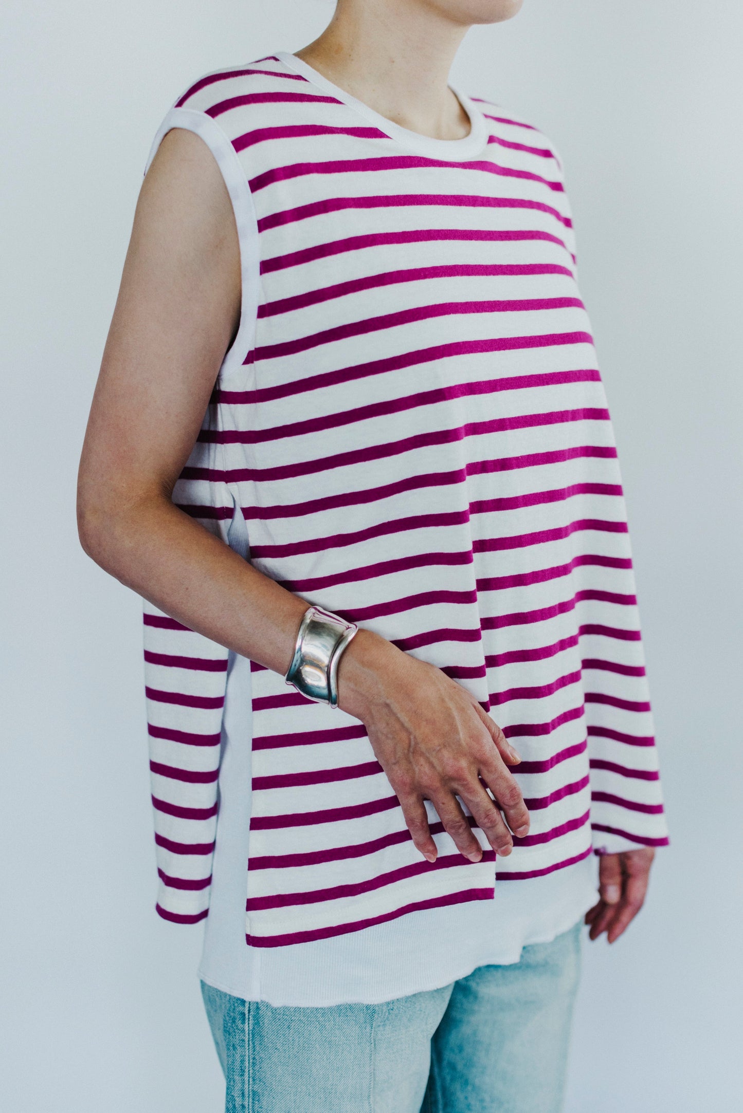 BORDER DOUBLE SLEEVELESS