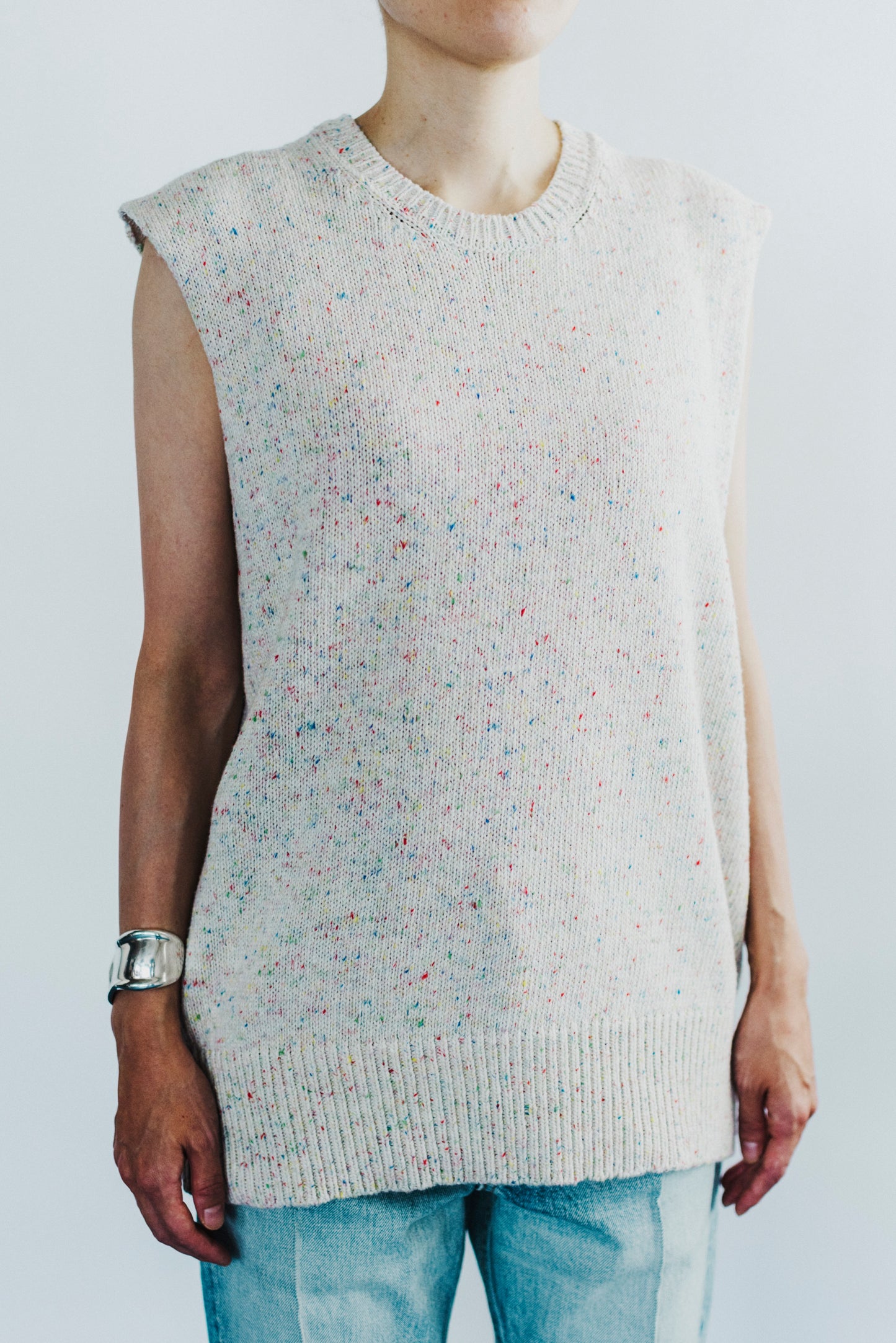 COTTON TWEED SLEEVELESS PULLOVER