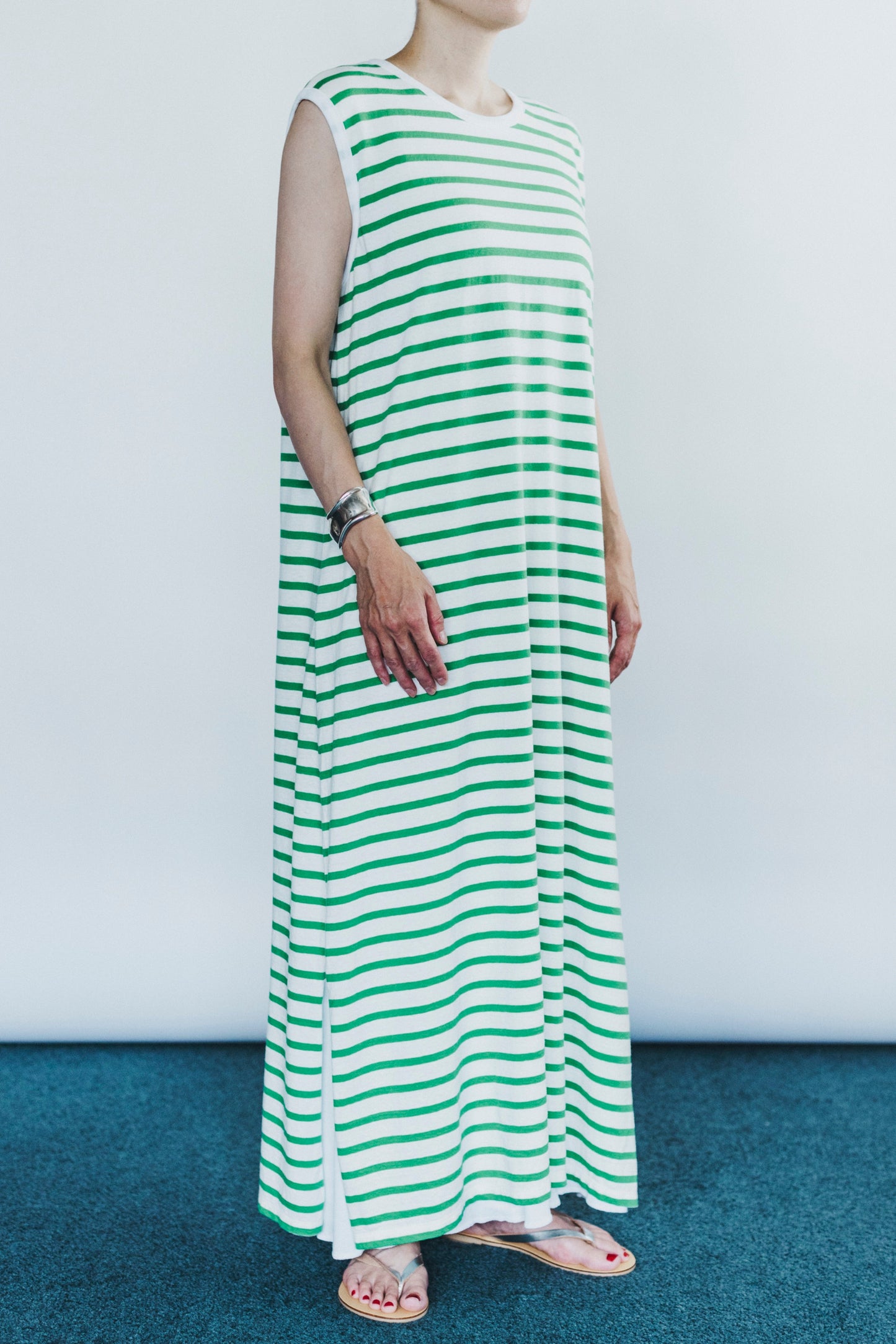 BORDER DOUBLE SLEEVELESS DRESS