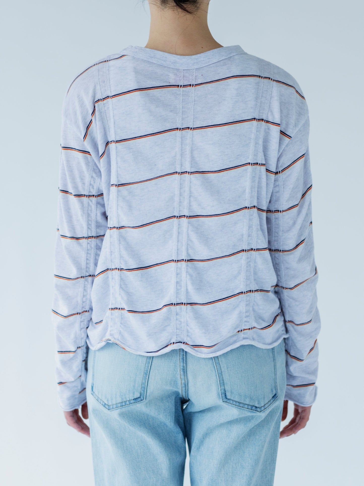 TUCKED JACQUARD BORDER PULLOVER