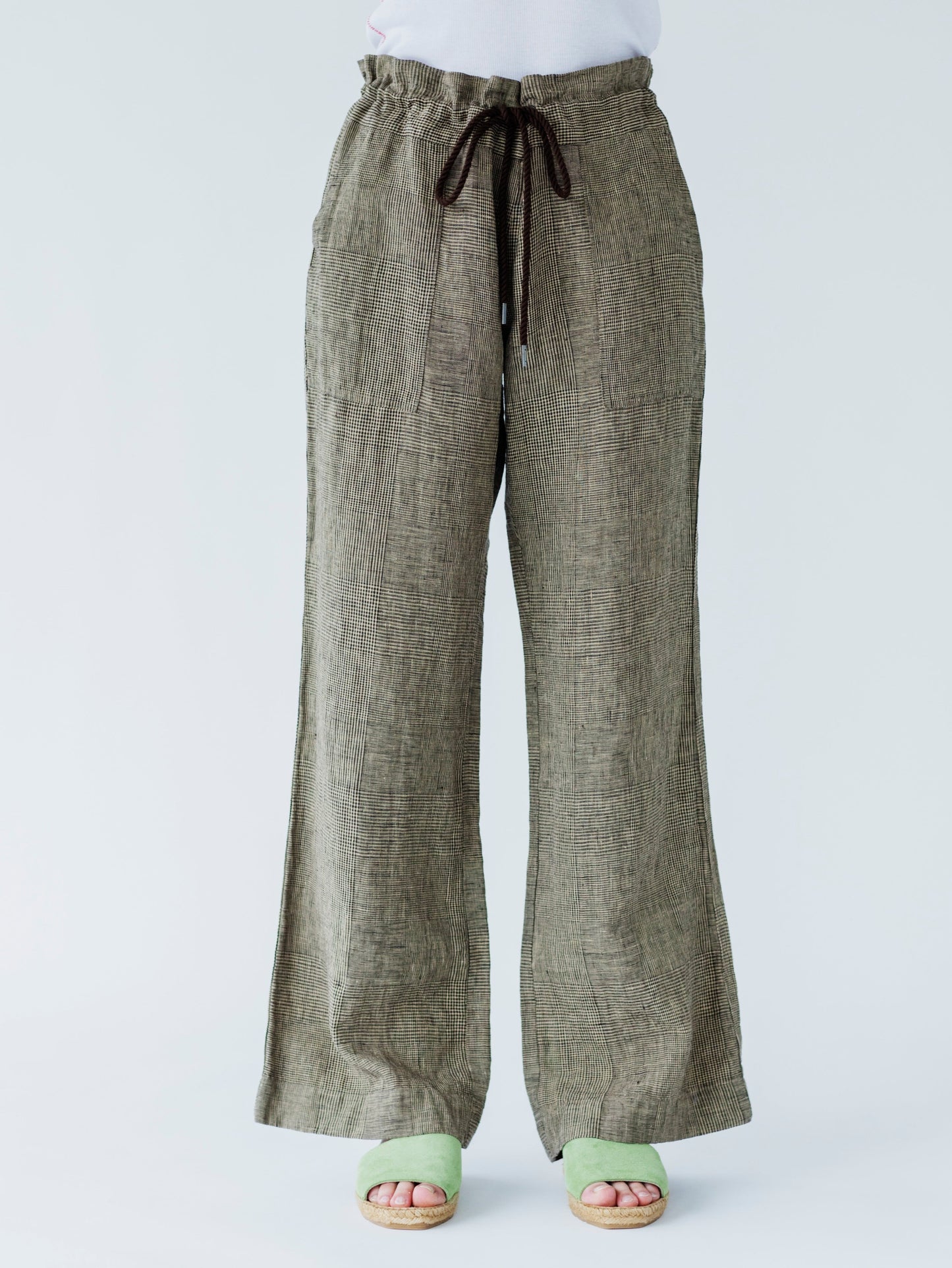 GLENCHECK LINEN PANTS
