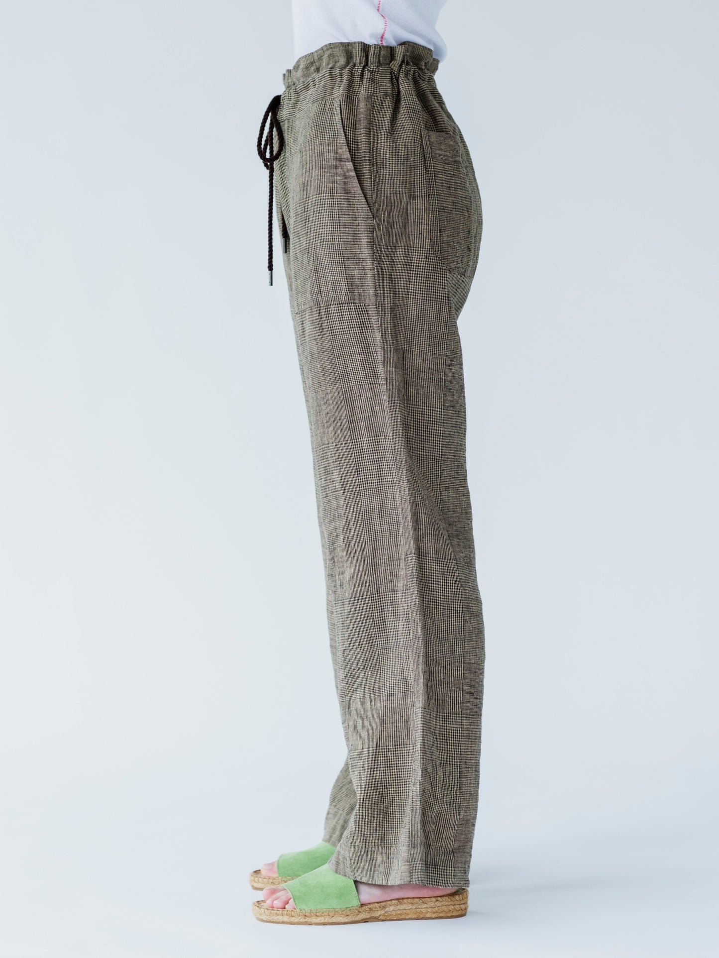 GLENCHECK LINEN PANTS