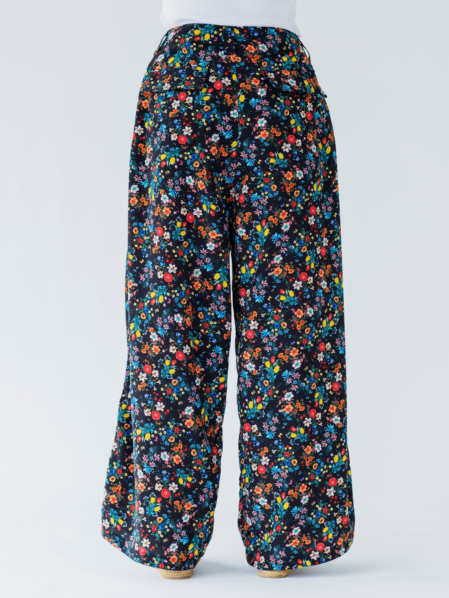 SIDE LINE WIDE PANTS (FLOWER)