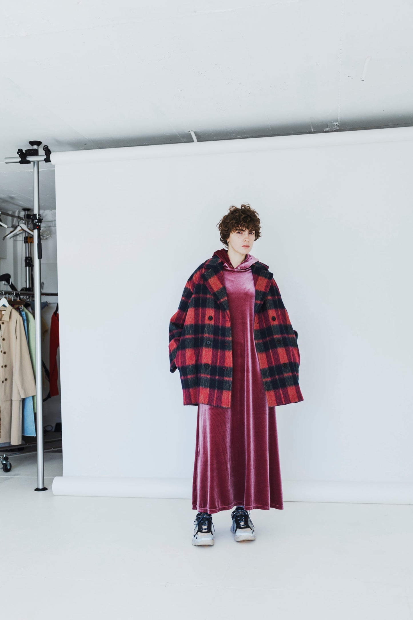 ALPACA SHAGGY CHECK COAT