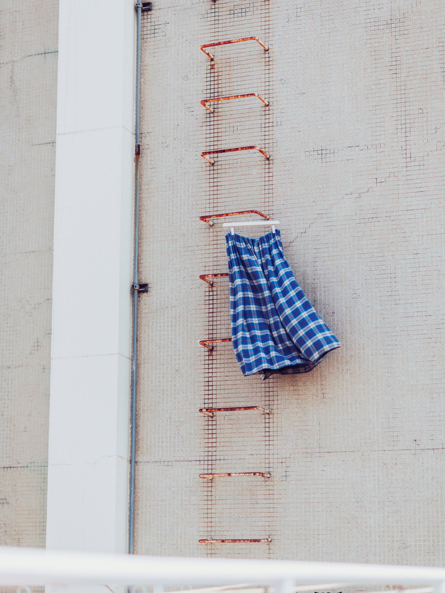 CHECK DRAWCORD LONG SKIRT