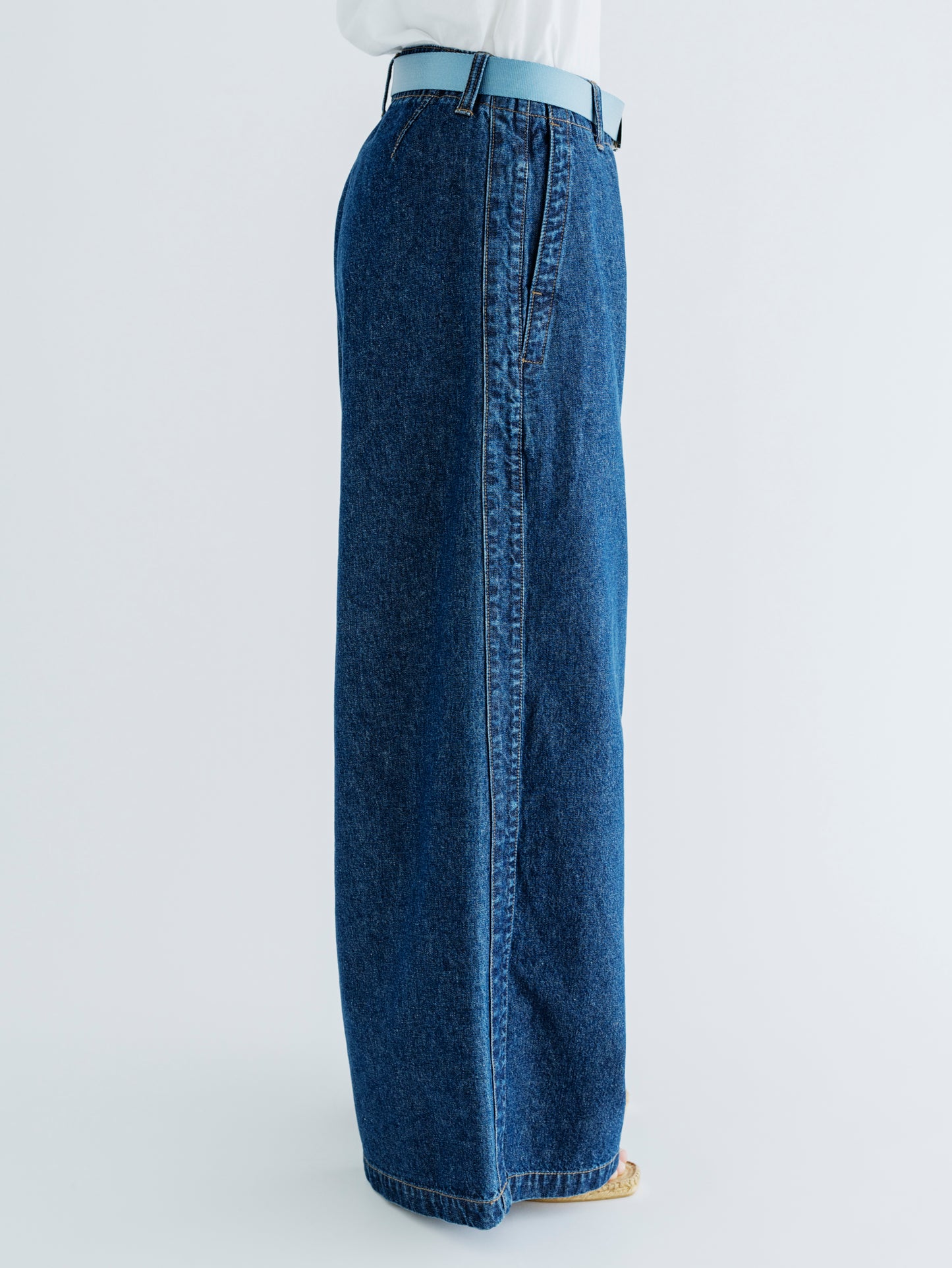 DENIM SIDE LINE WIDE PANTS