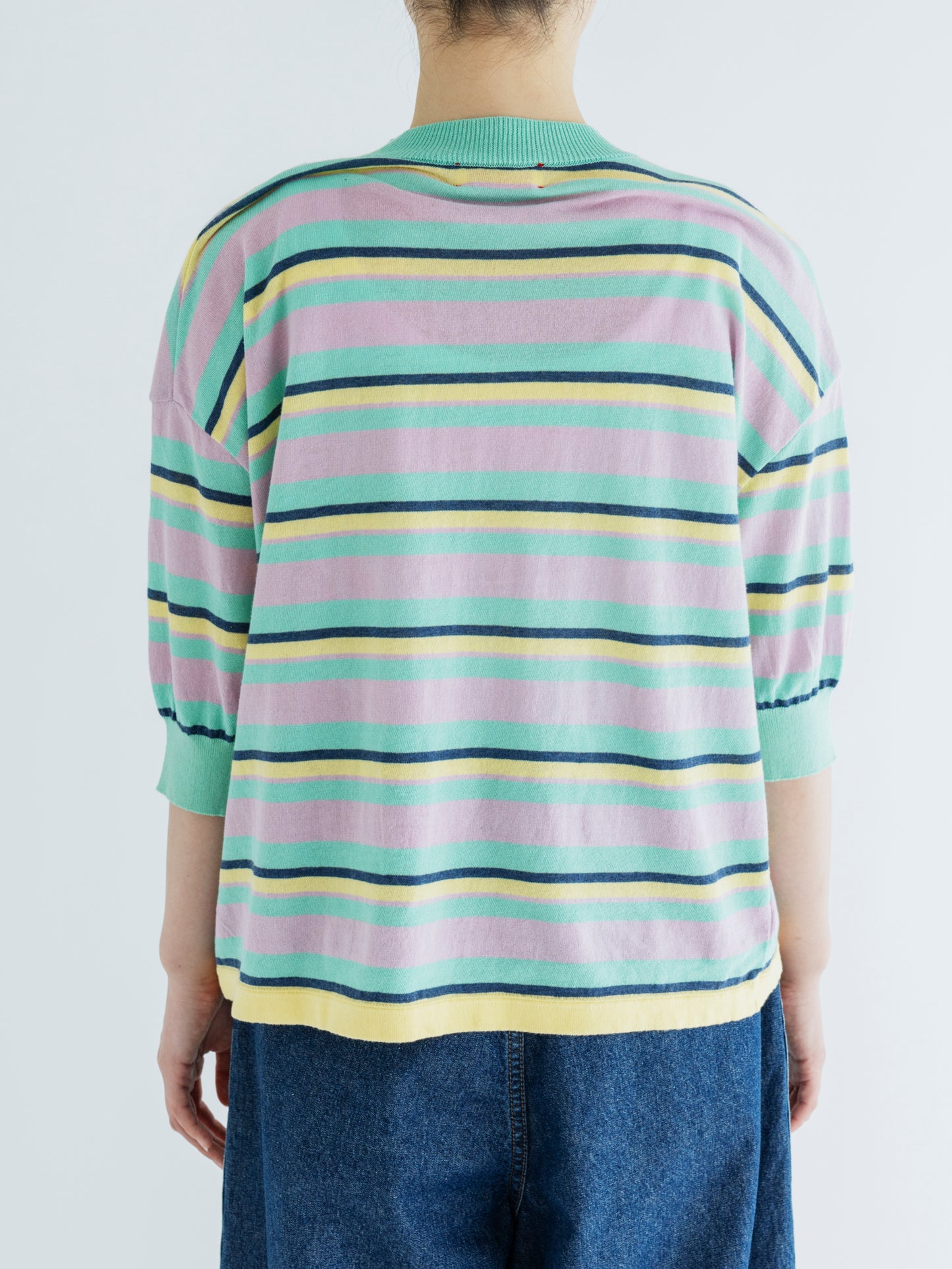 BORDER COTTON KNIT TEE