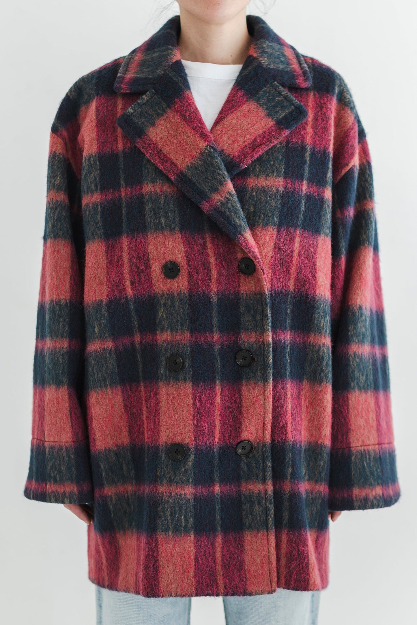 ALPACA SHAGGY CHECK COAT