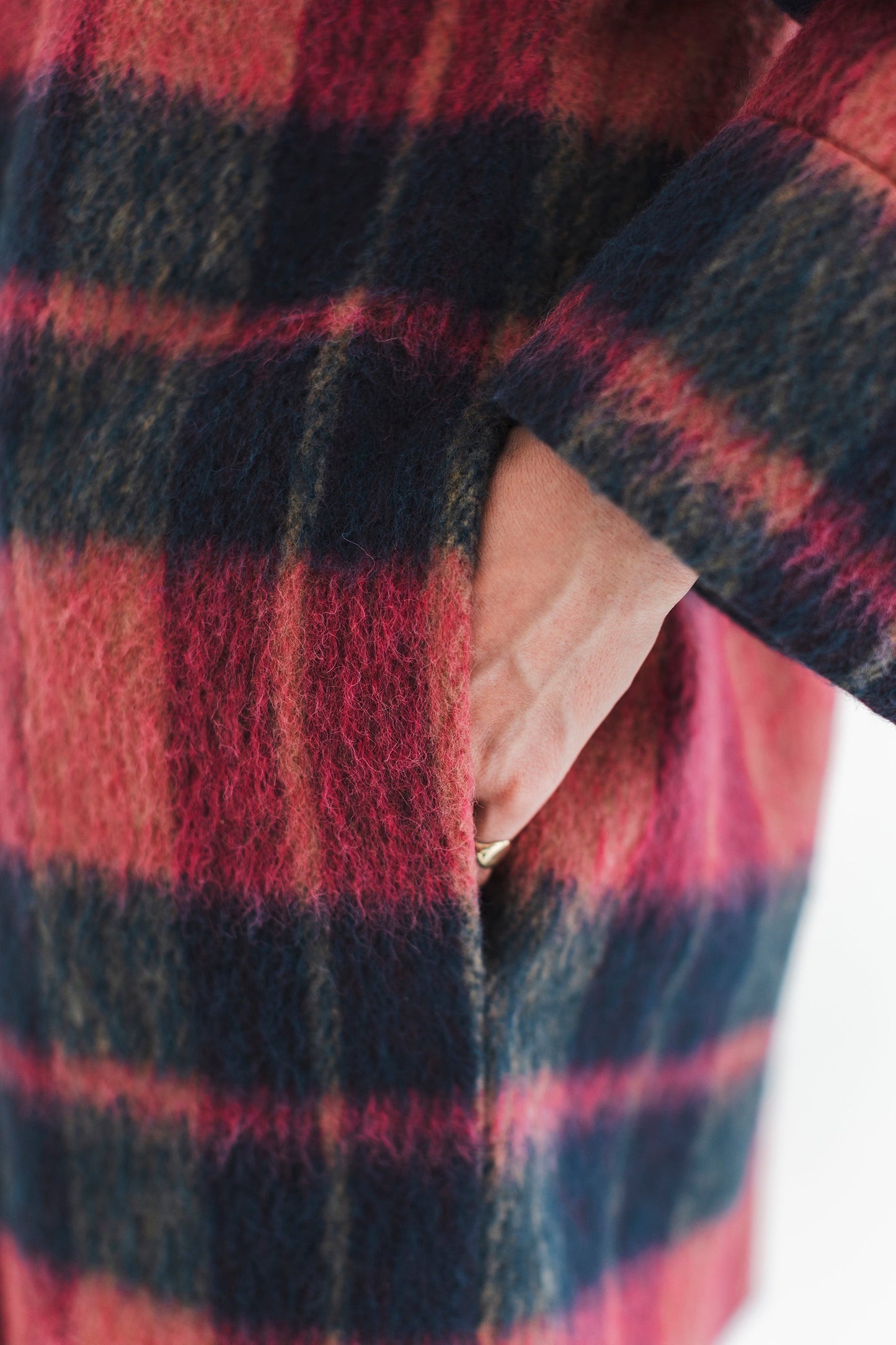 ALPACA SHAGGY CHECK COAT