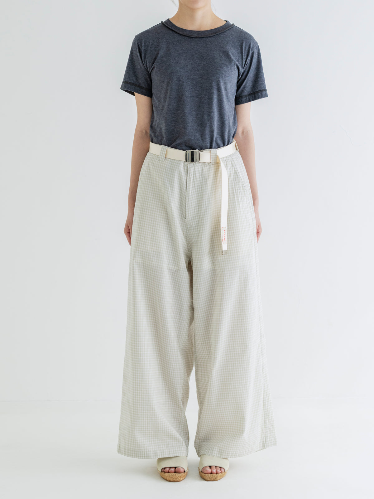 LIGHT CHECK SIDE LINE WIDE PANTS