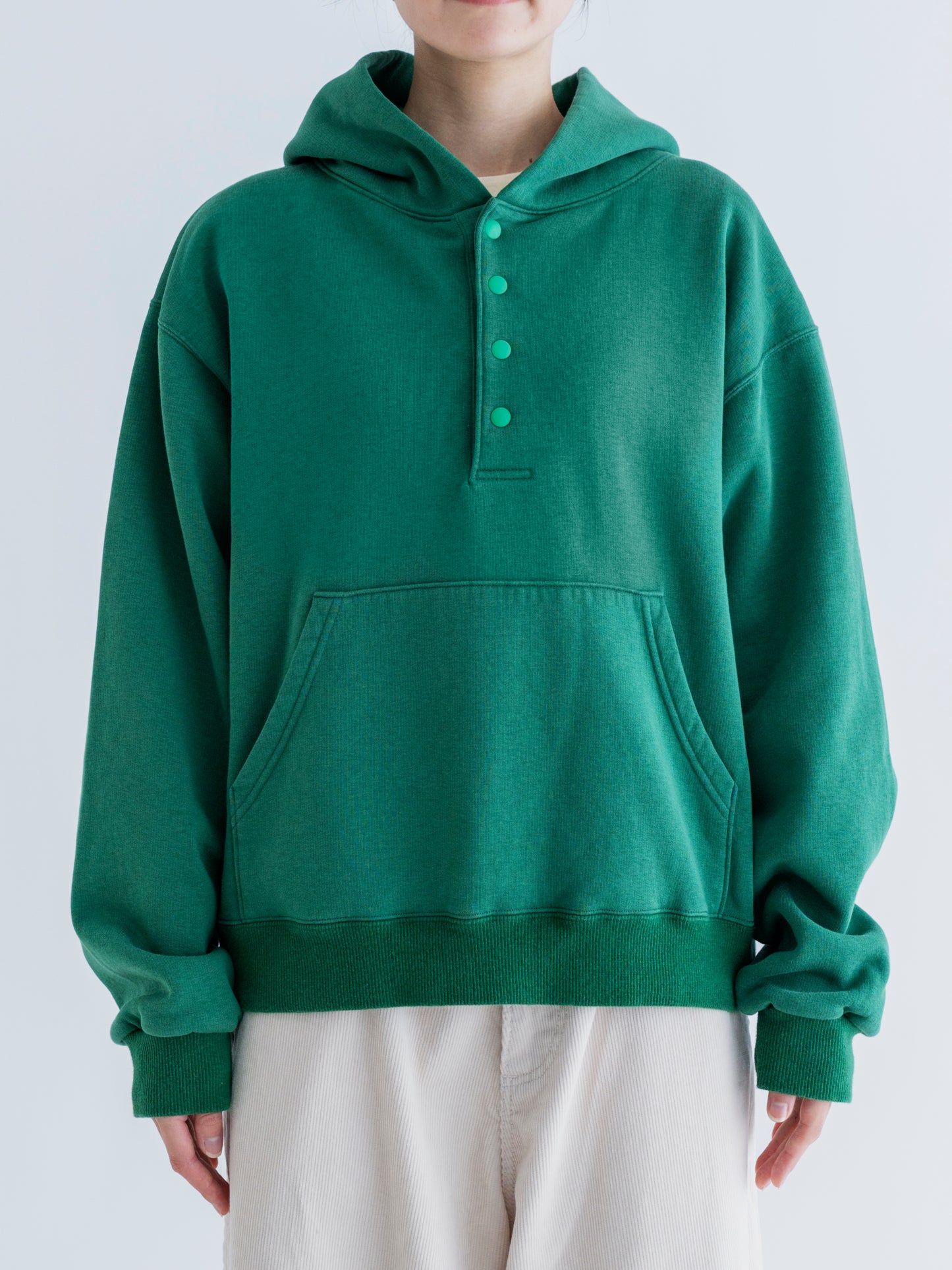HALF BUTTON HOODIE (BRUSHED LINING)