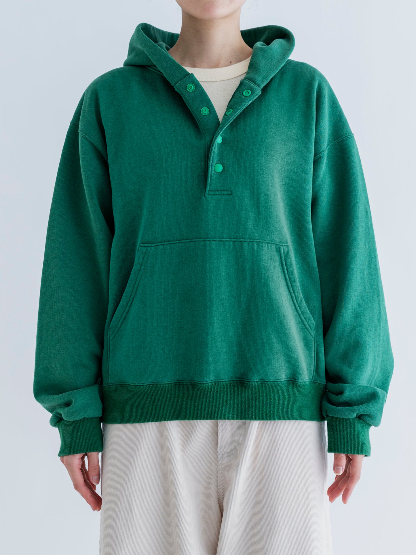 HALF BUTTON HOODIE (BRUSHED LINING)