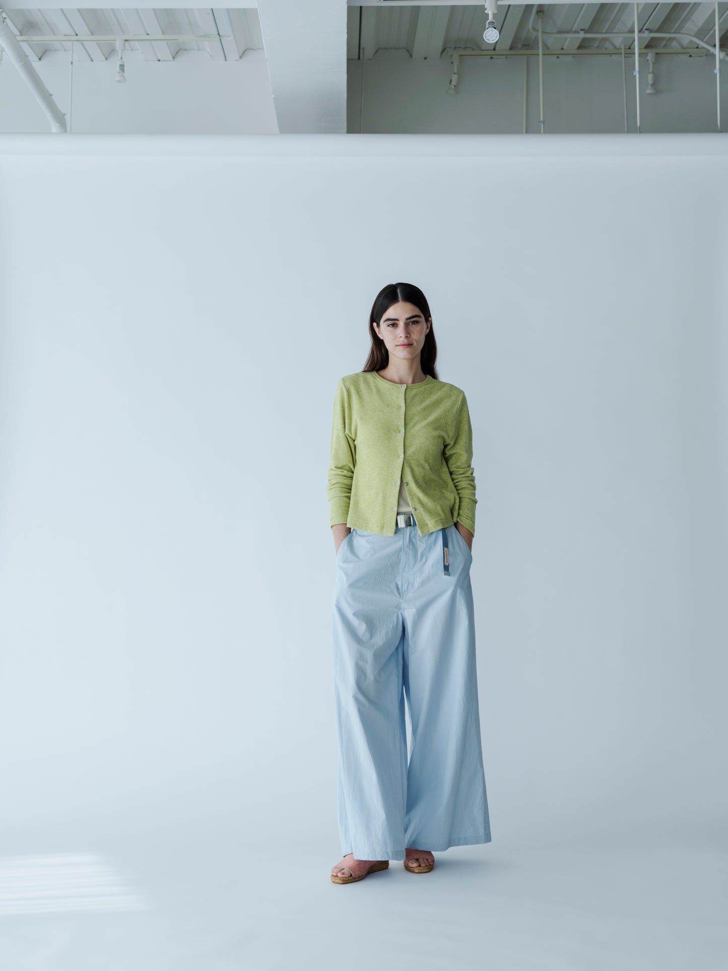 COTTON LINEN SIDE LINE WIDE PANTS