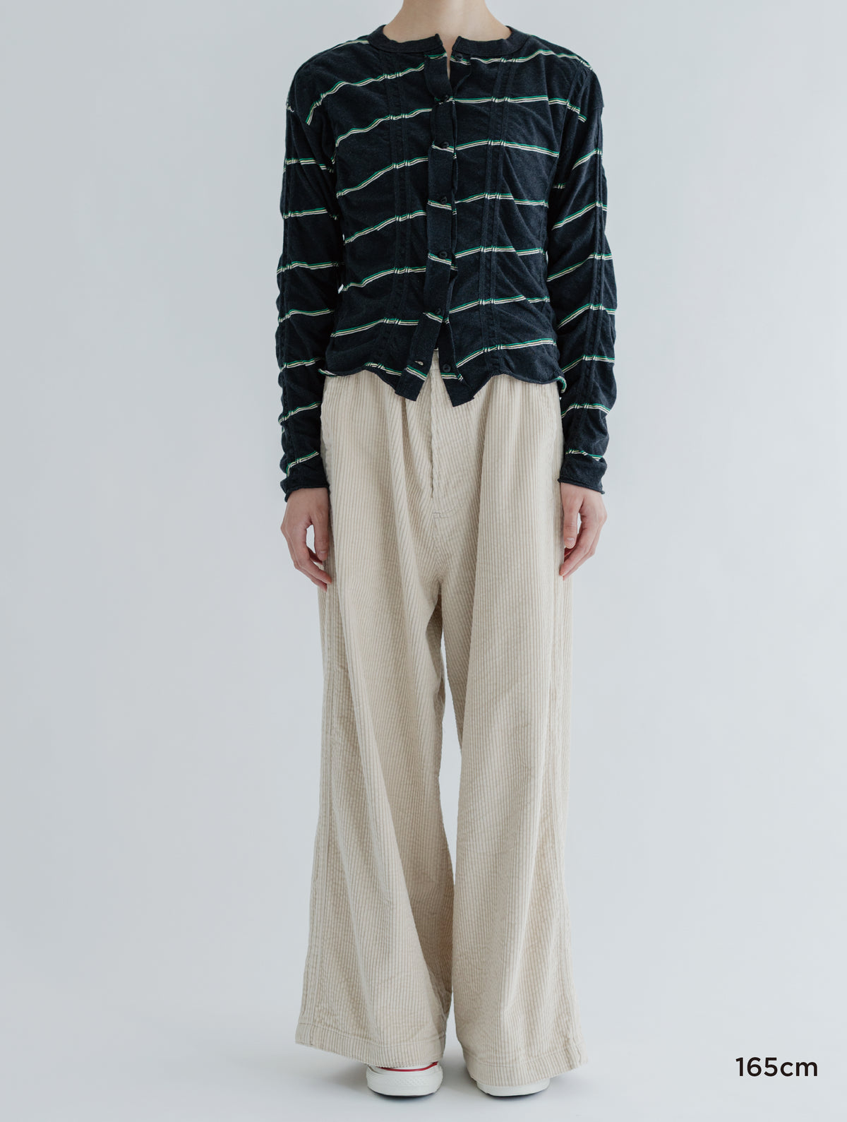 TUCKED JACQUARD BORDER CARDIGAN / PULLOVER
