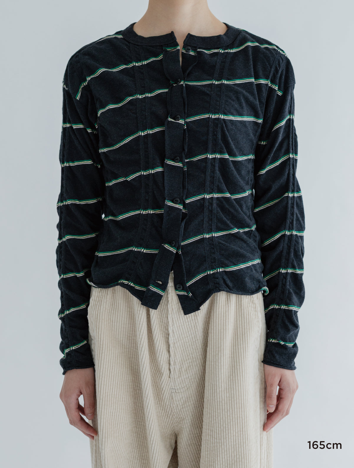 TUCKED JACQUARD BORDER CARDIGAN / PULLOVER