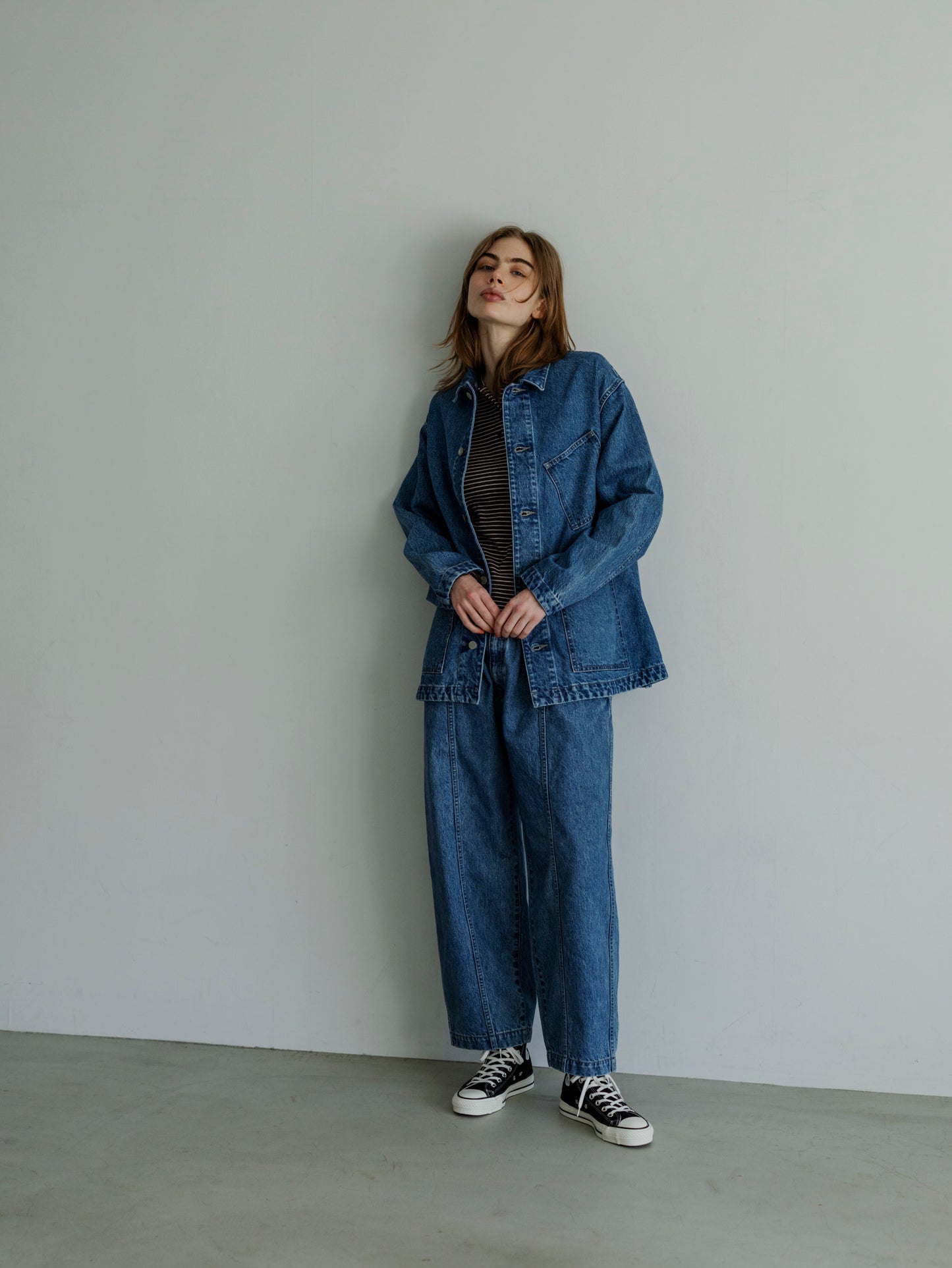 【Pre-order】DENIM WIDE TUCK PANTS