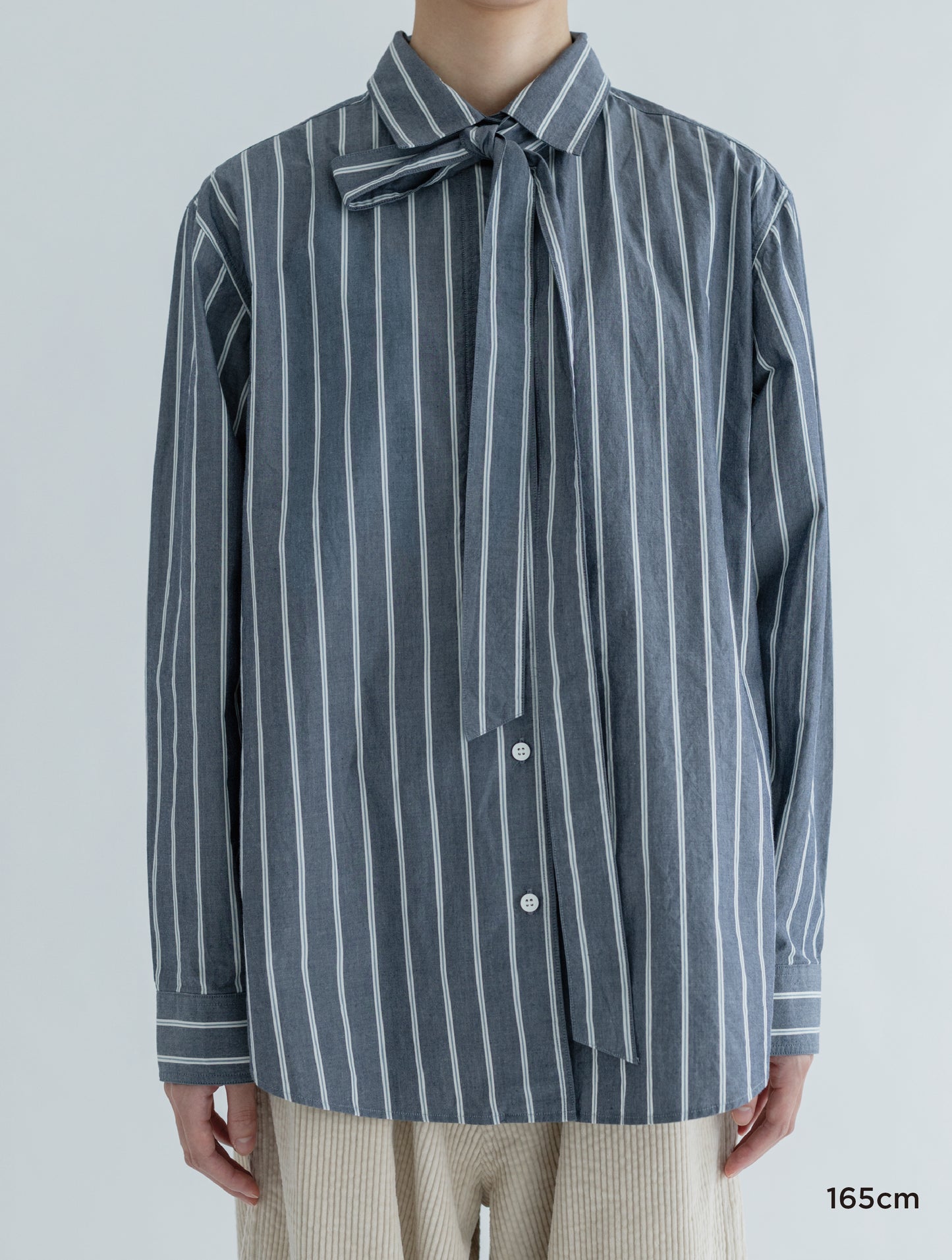 STRIPED BOW-TIE BLOUSE