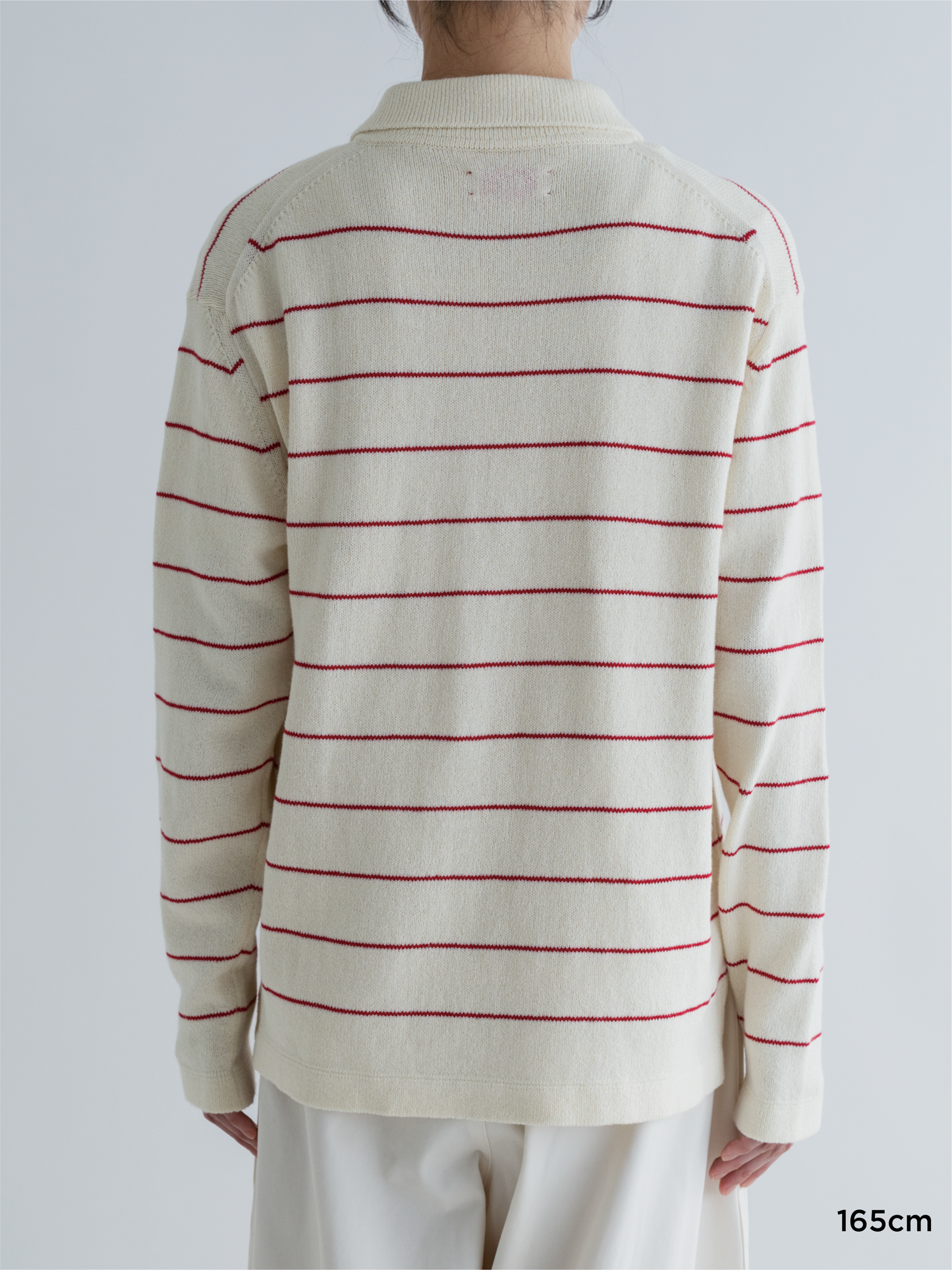 BORDER COTTON KNIT CARDIGAN