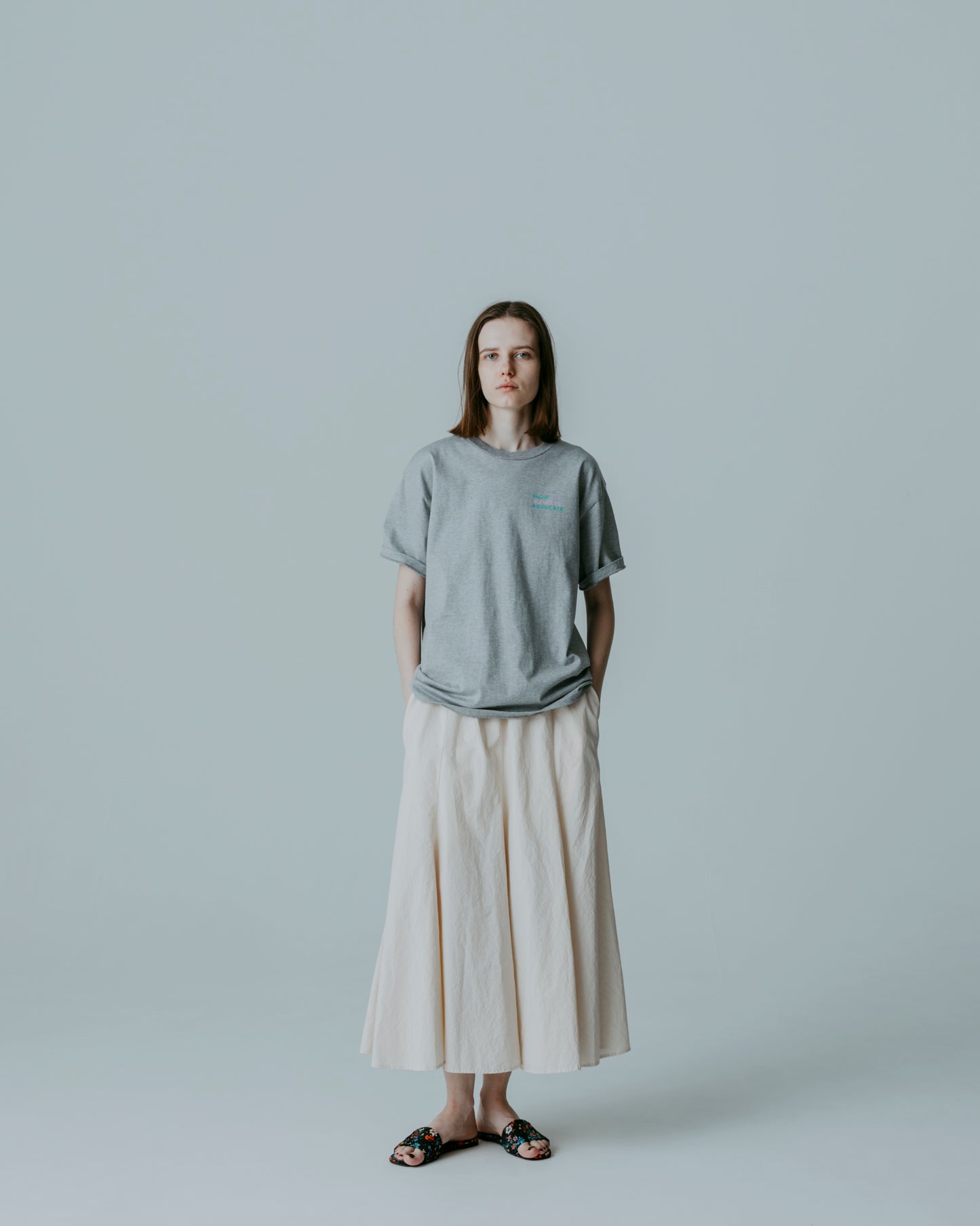 COTTON LINEN PLEATED FLARE SKIRT