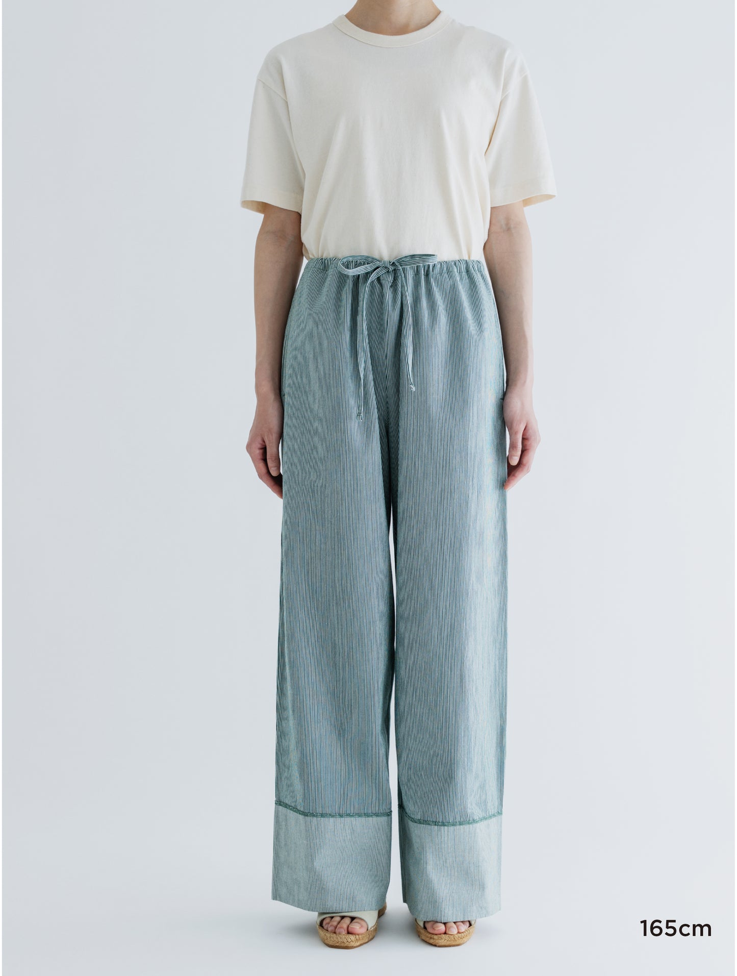 STRIPED WAIST COAD WIDE PANTS
