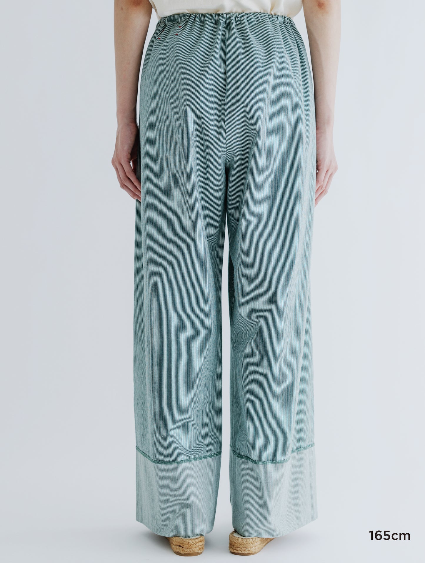 STRIPED WAIST COAD WIDE PANTS
