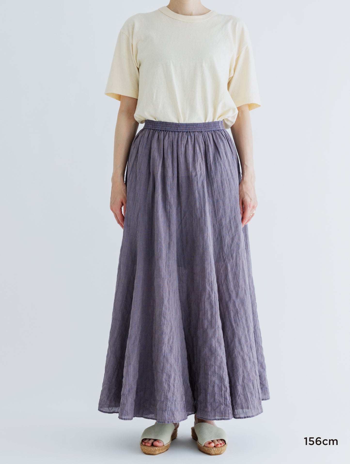 GINGHAM CHECK PLEATED FLARE SKIRT