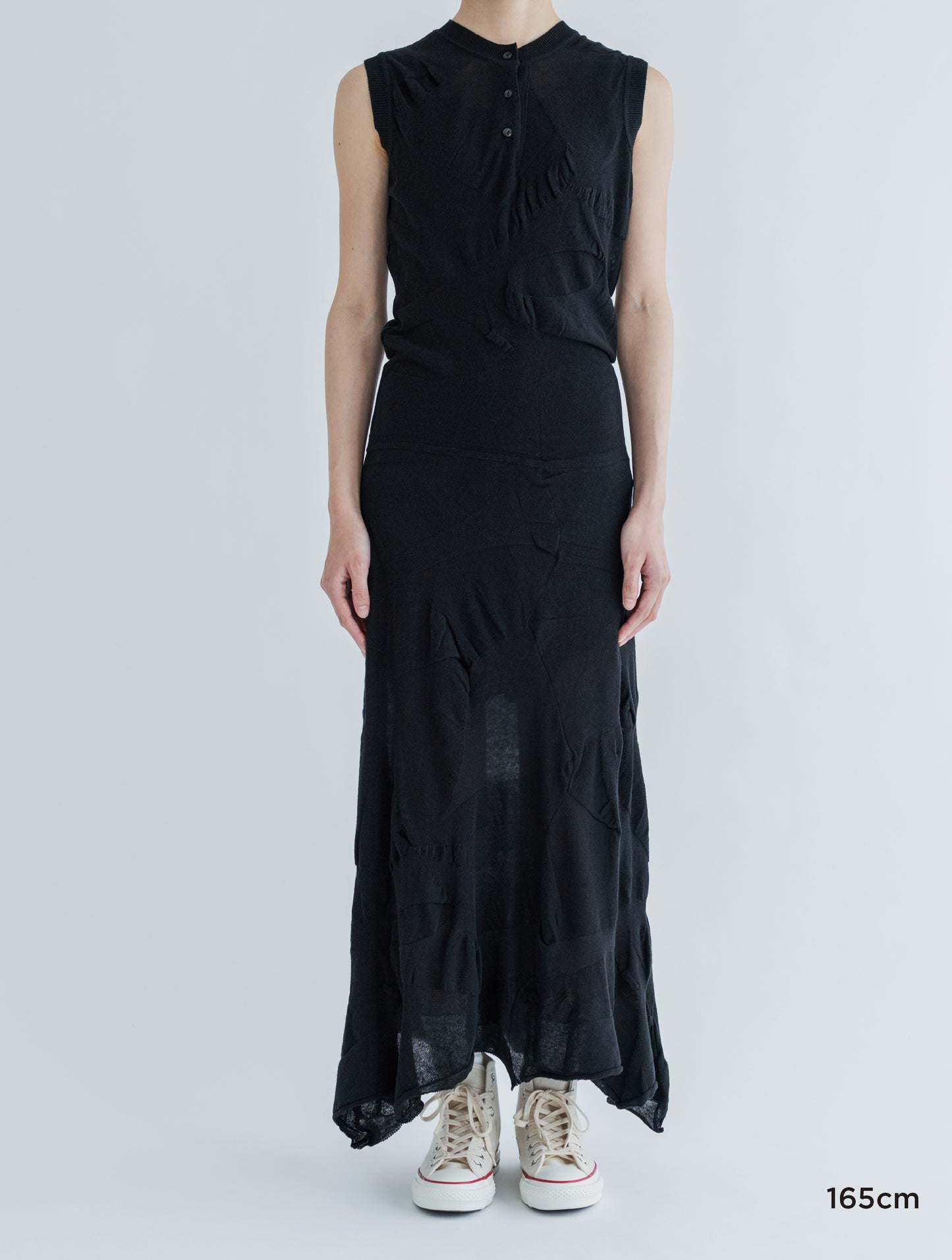 LIGHT KNIT FRONT&BACK SLEEVELESS  DRESS