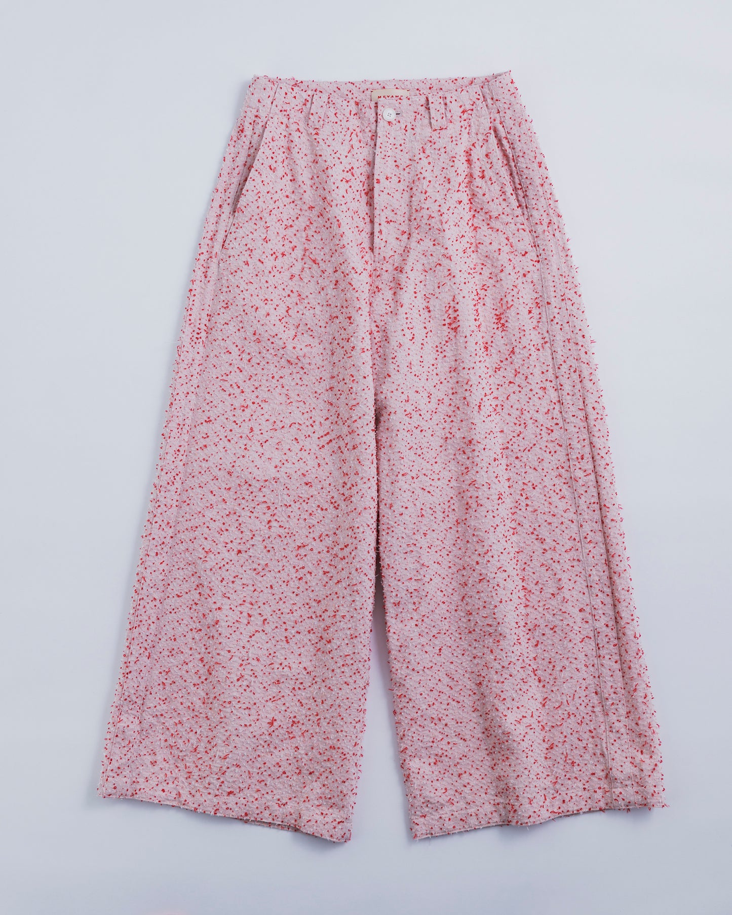 NEEDLE PUNCH DENIM SIDE LINE WIDE PANTS