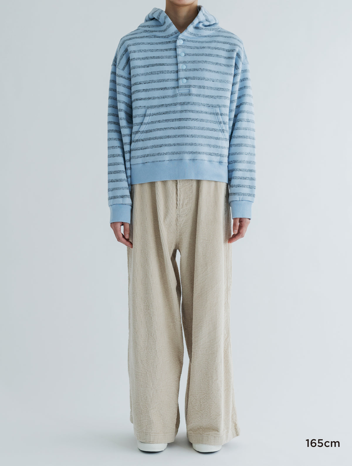 BORDER SWEAT HALF BUTTON HOODIE (BRUSHED LINING)