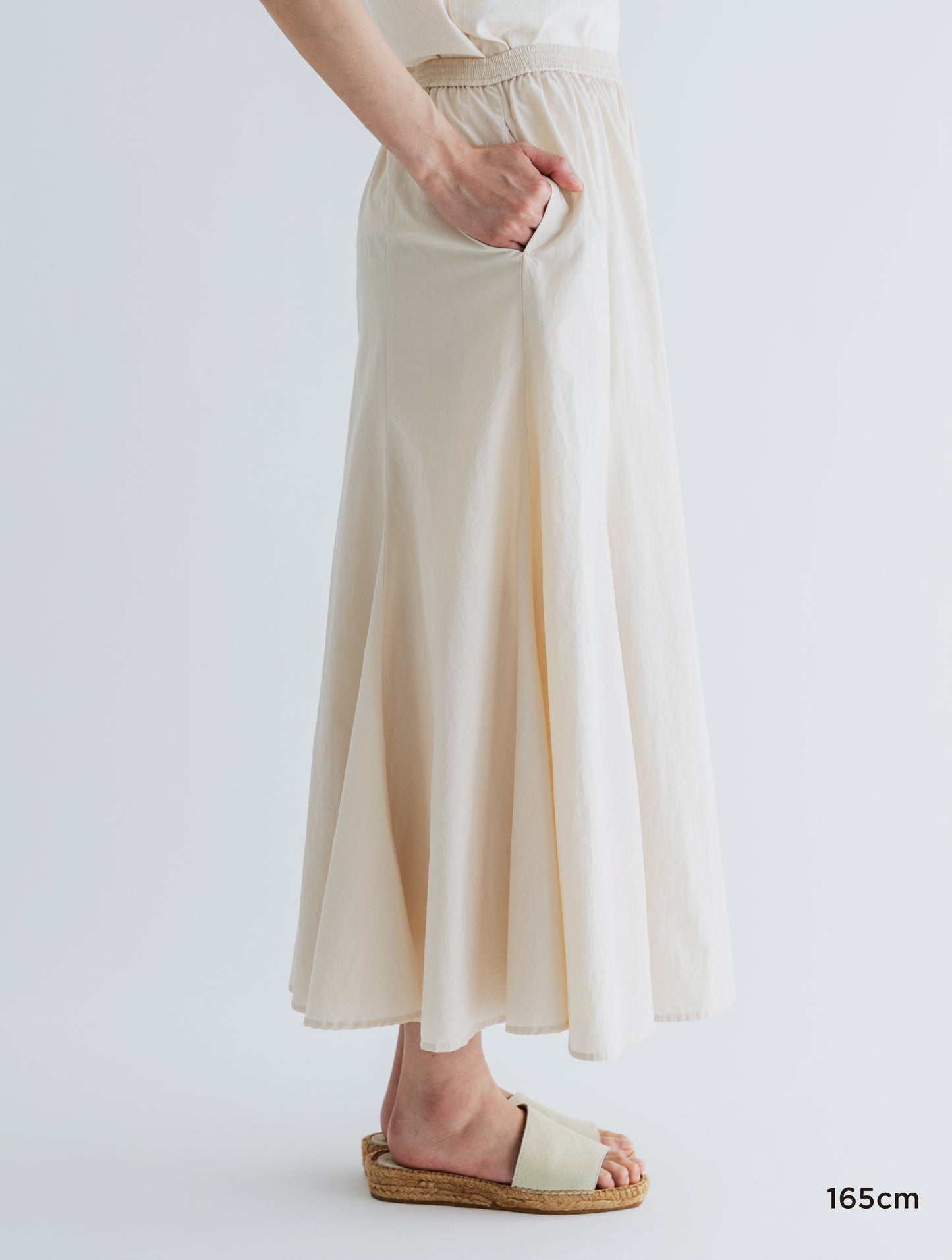 COTTON LINEN PLEATED FLARE SKIRT