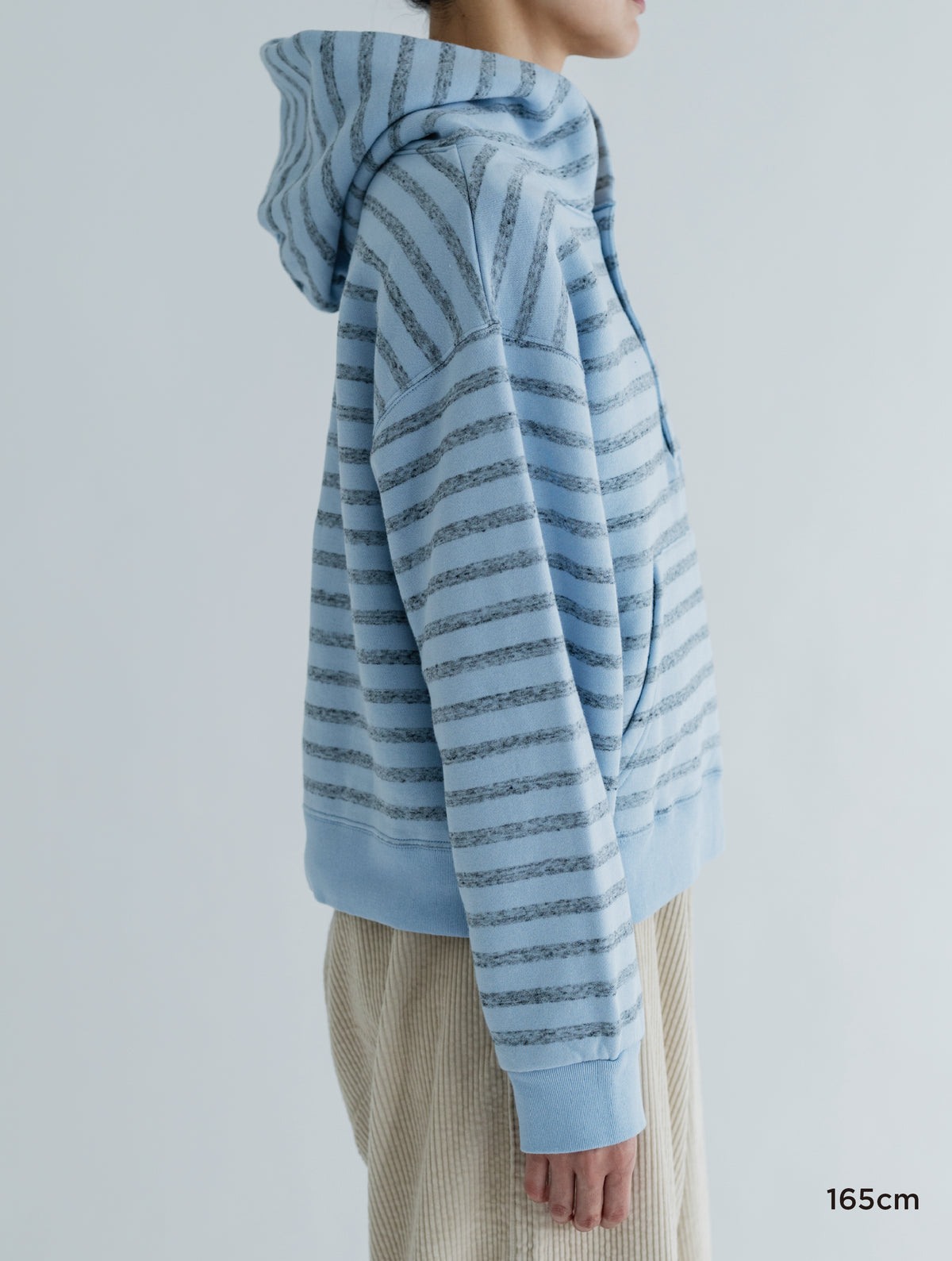 BORDER SWEAT HALF BUTTON HOODIE (BRUSHED LINING)