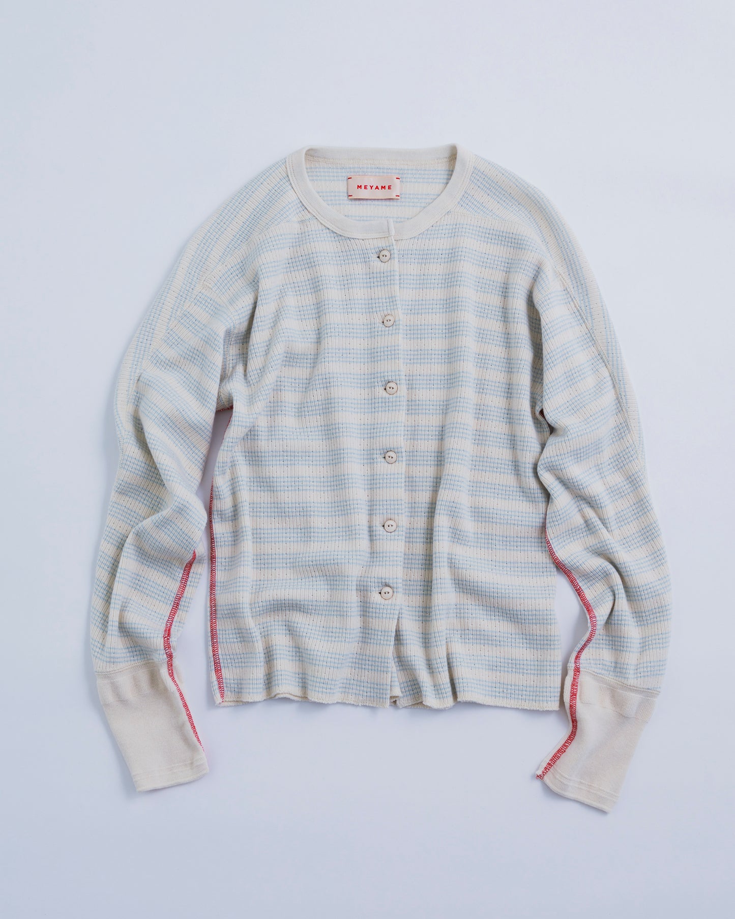 EYELET RIB BORDER CARDIGAN