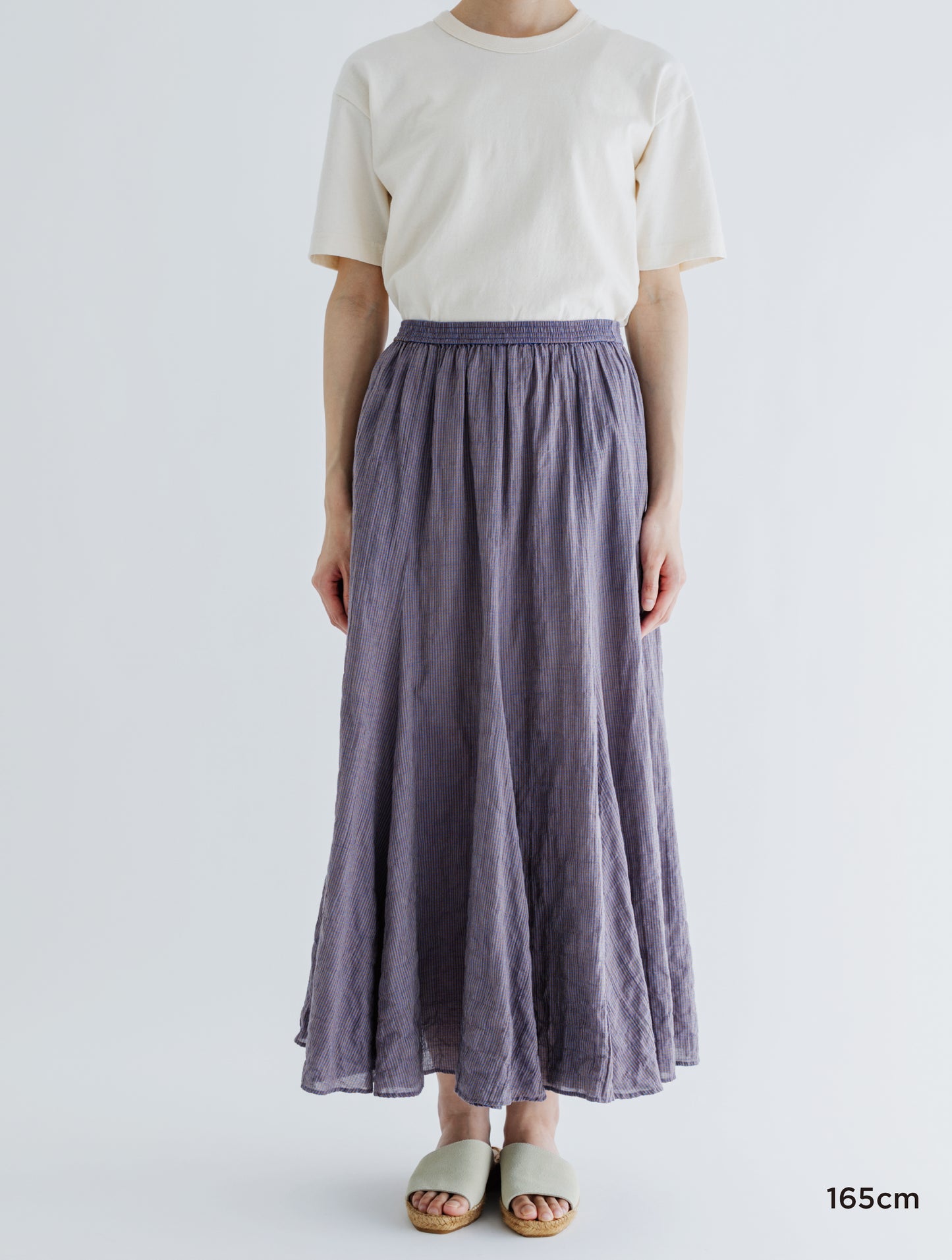 GINGHAM CHECK PLEATED FLARE SKIRT