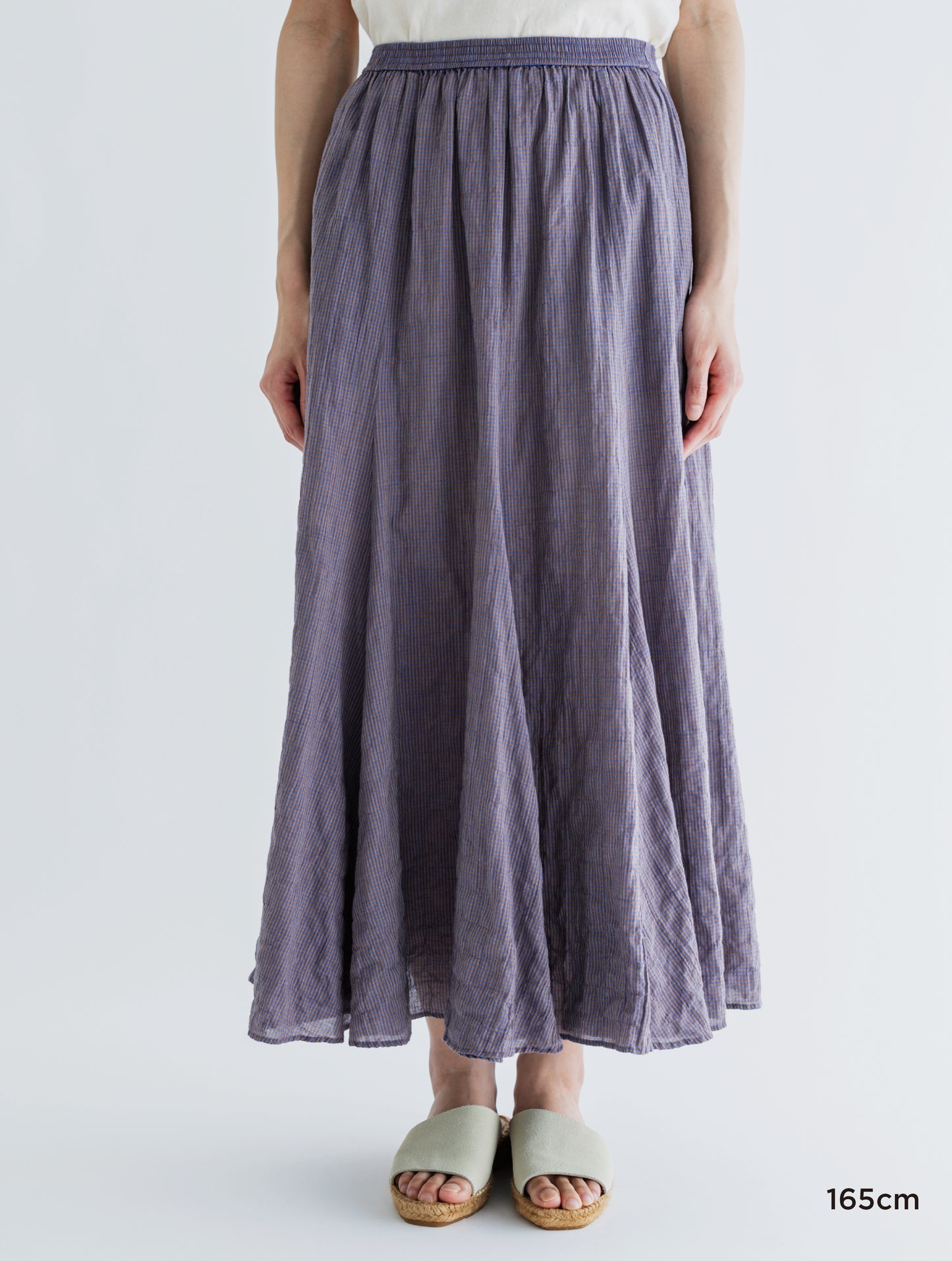 GINGHAM CHECK PLEATED FLARE SKIRT