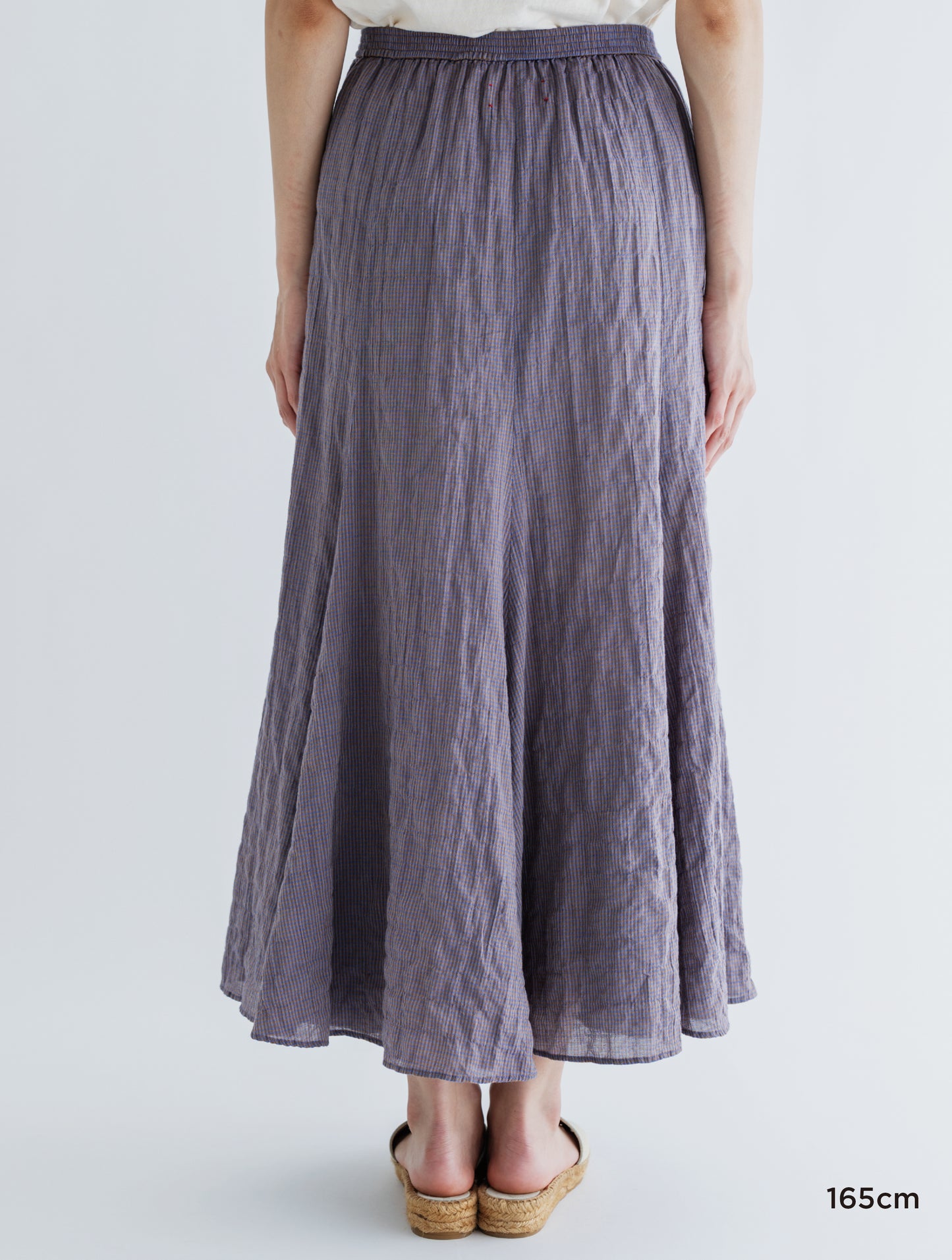 GINGHAM CHECK PLEATED FLARE SKIRT