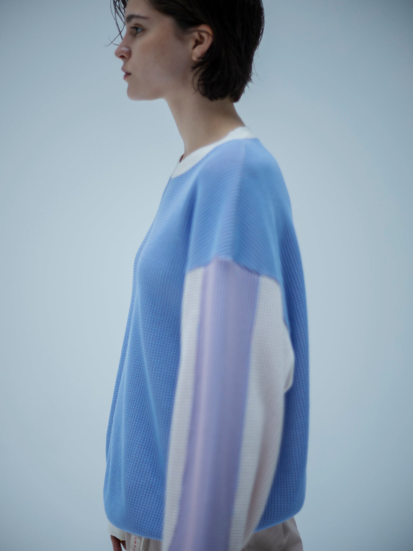 COLOR SWITCHING WAFFLE PULLOVER