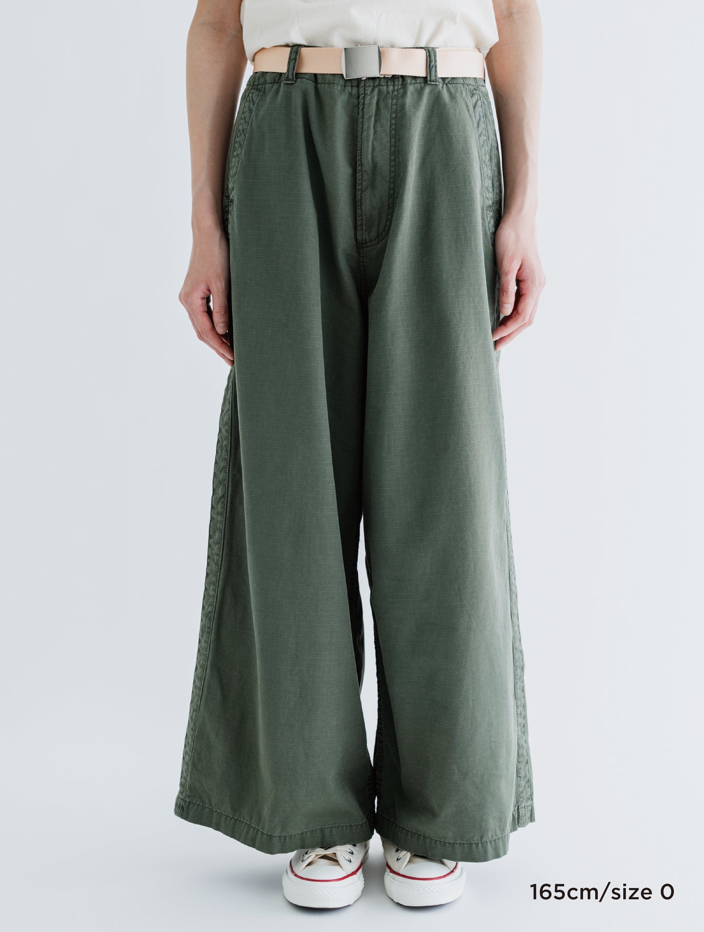 LIGHT RIP STOP SIDE LINE WIDE PANTS