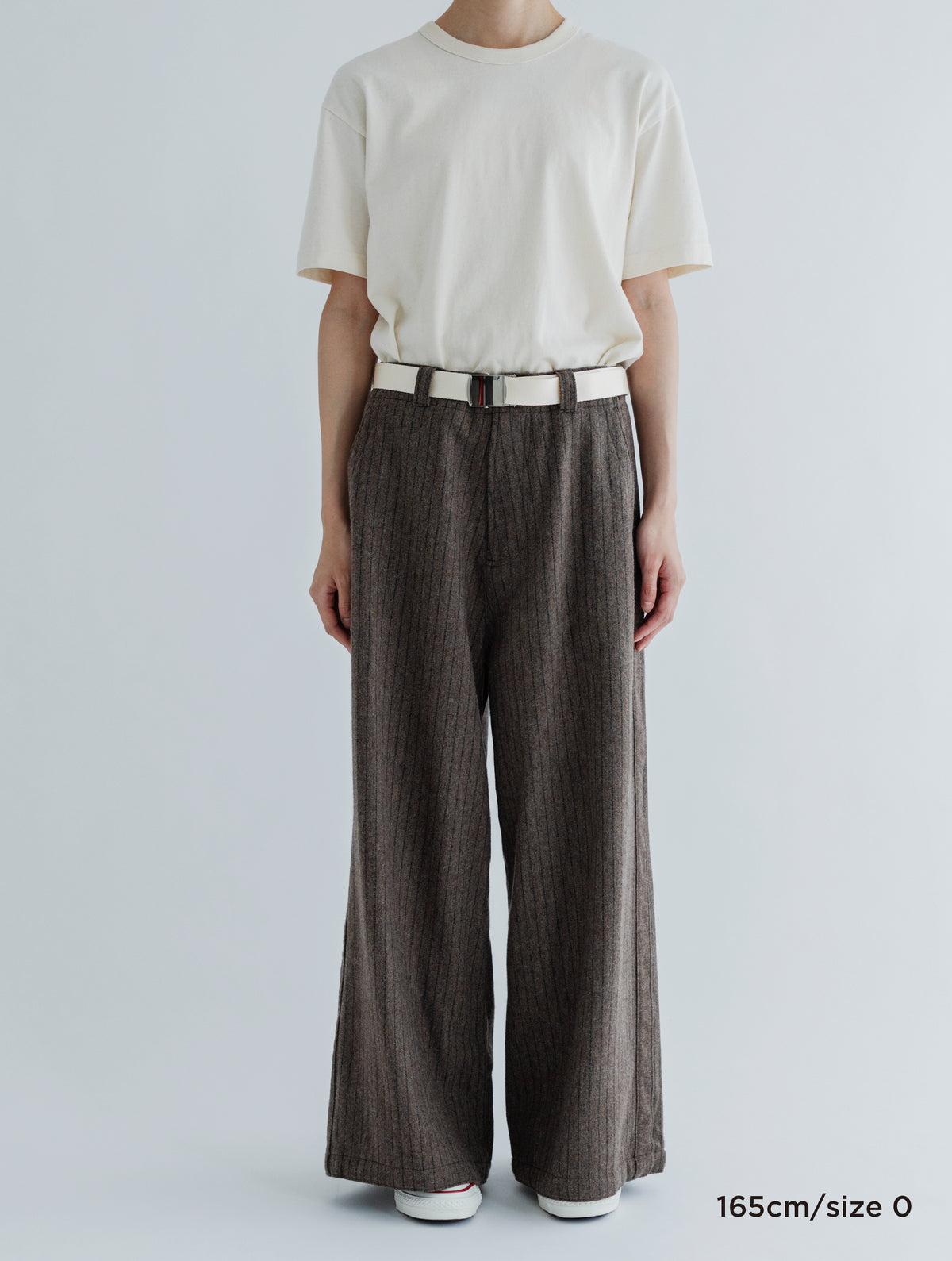 WOOL STRIPE SIDE LINE WIDE PANTS